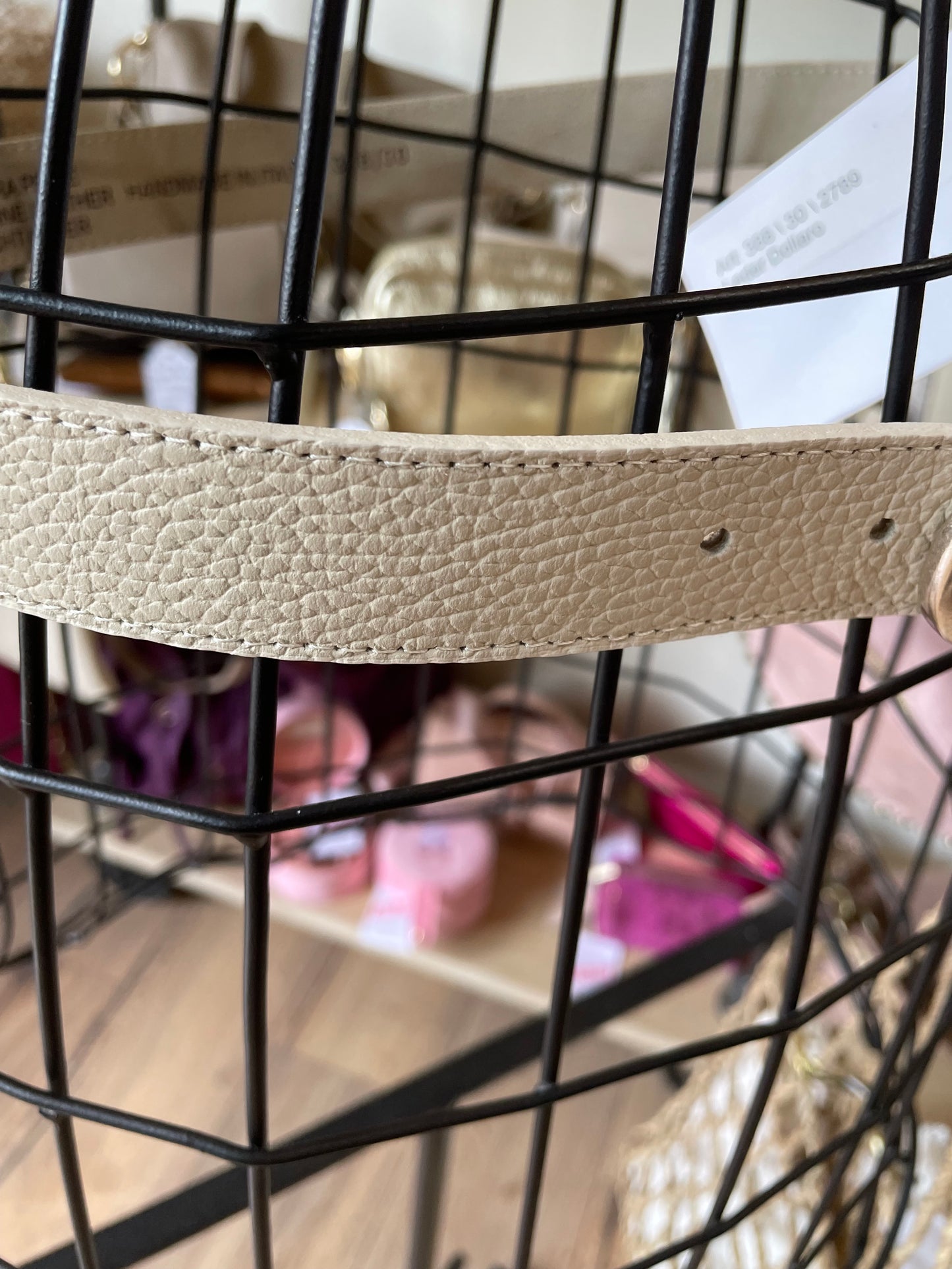 Ceinture Milena en cuir grainé beige