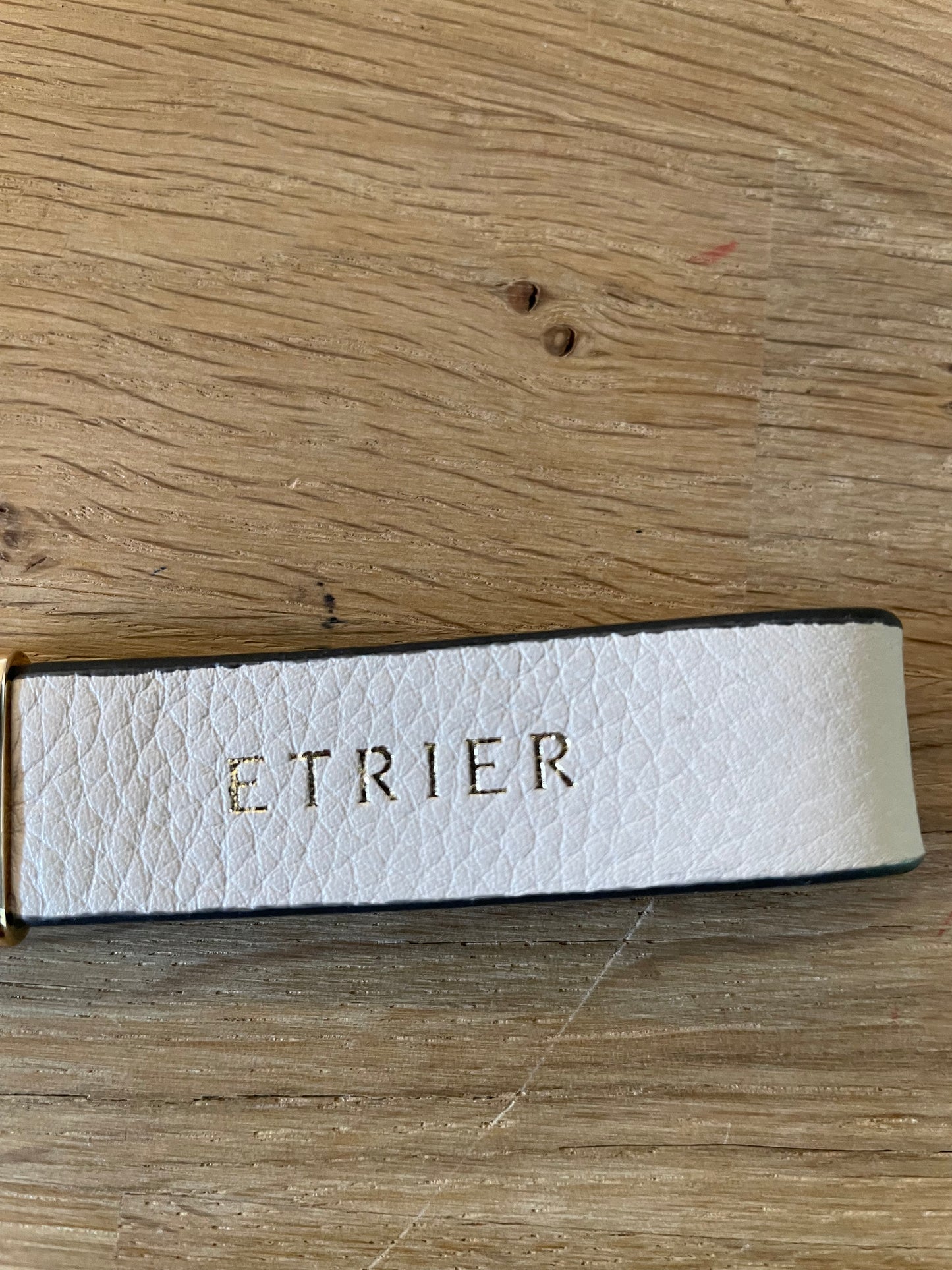 Porte clés en cuir Tradition coloris craie - Étrier