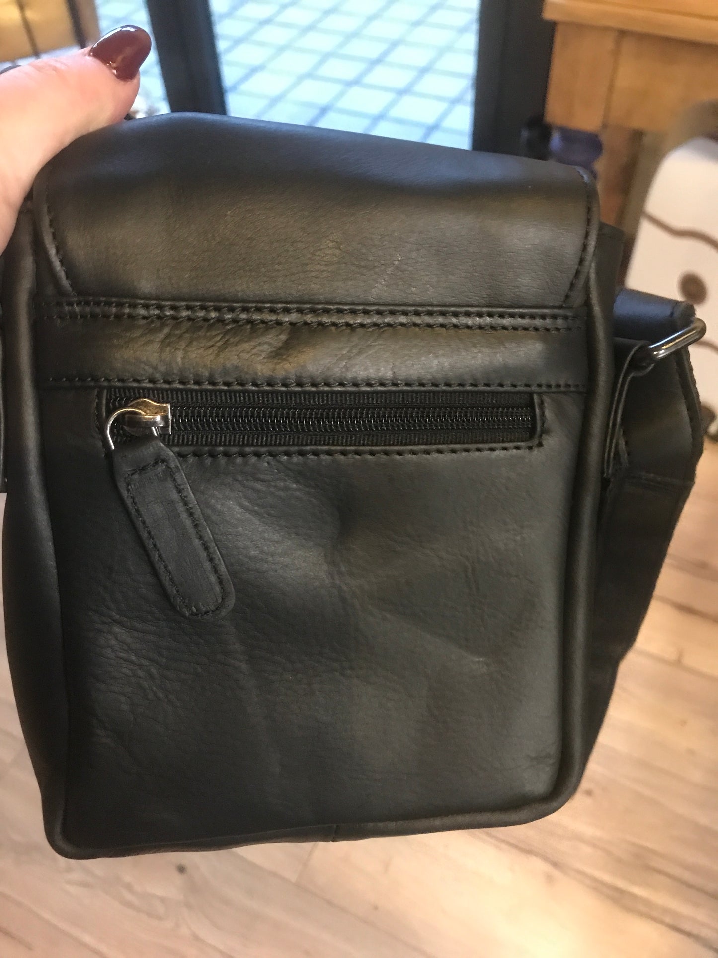 Petit Sac bandoulière en cuir noir - Greenwood