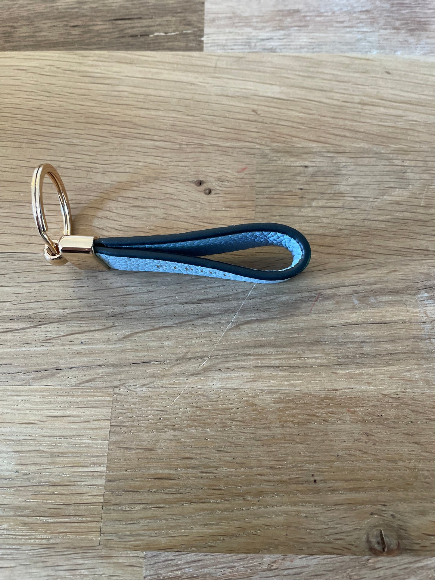 Porte clés en cuir bleu azur Tradition - Étrier