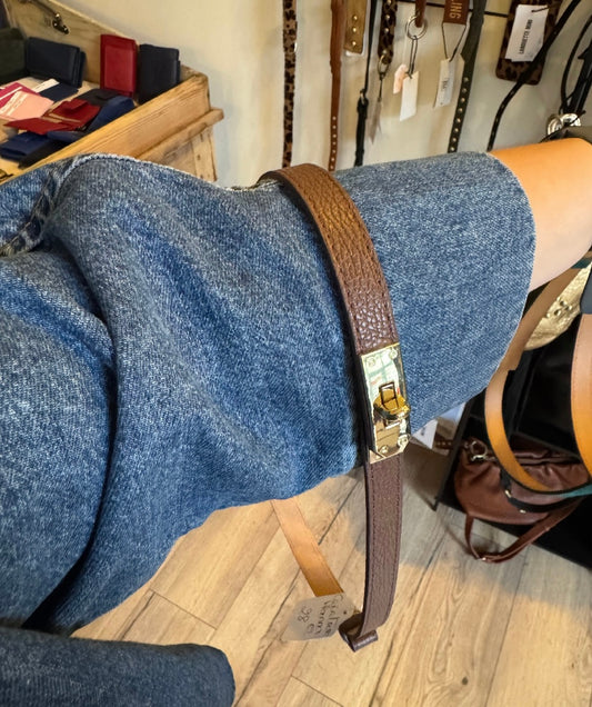 Ceinture Hanna en cuir grainé coloris marron