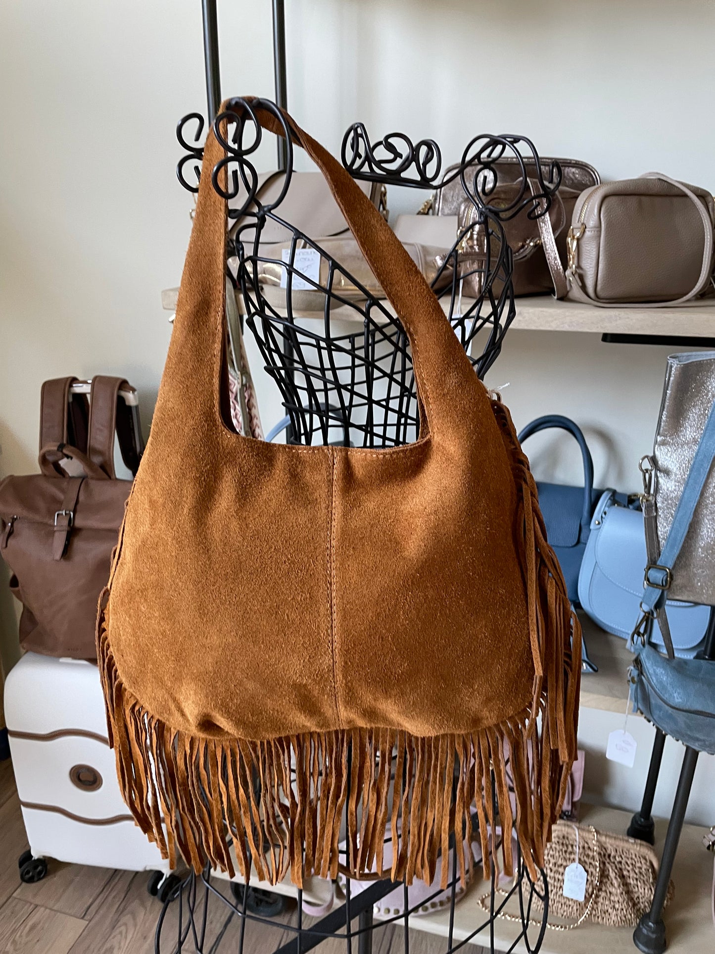 Sac Giulia en cuir suédé (coloris cognac)