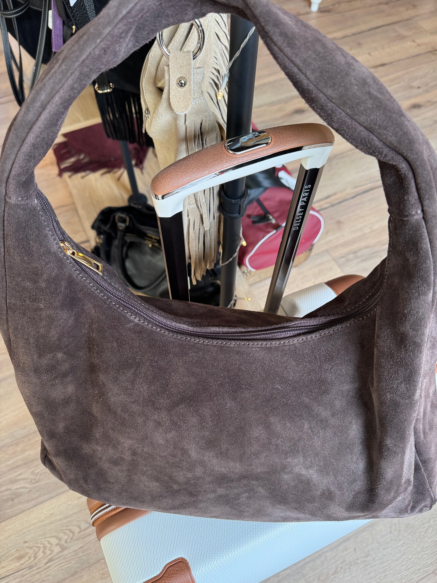 Sac Gaston en daim coloris brun