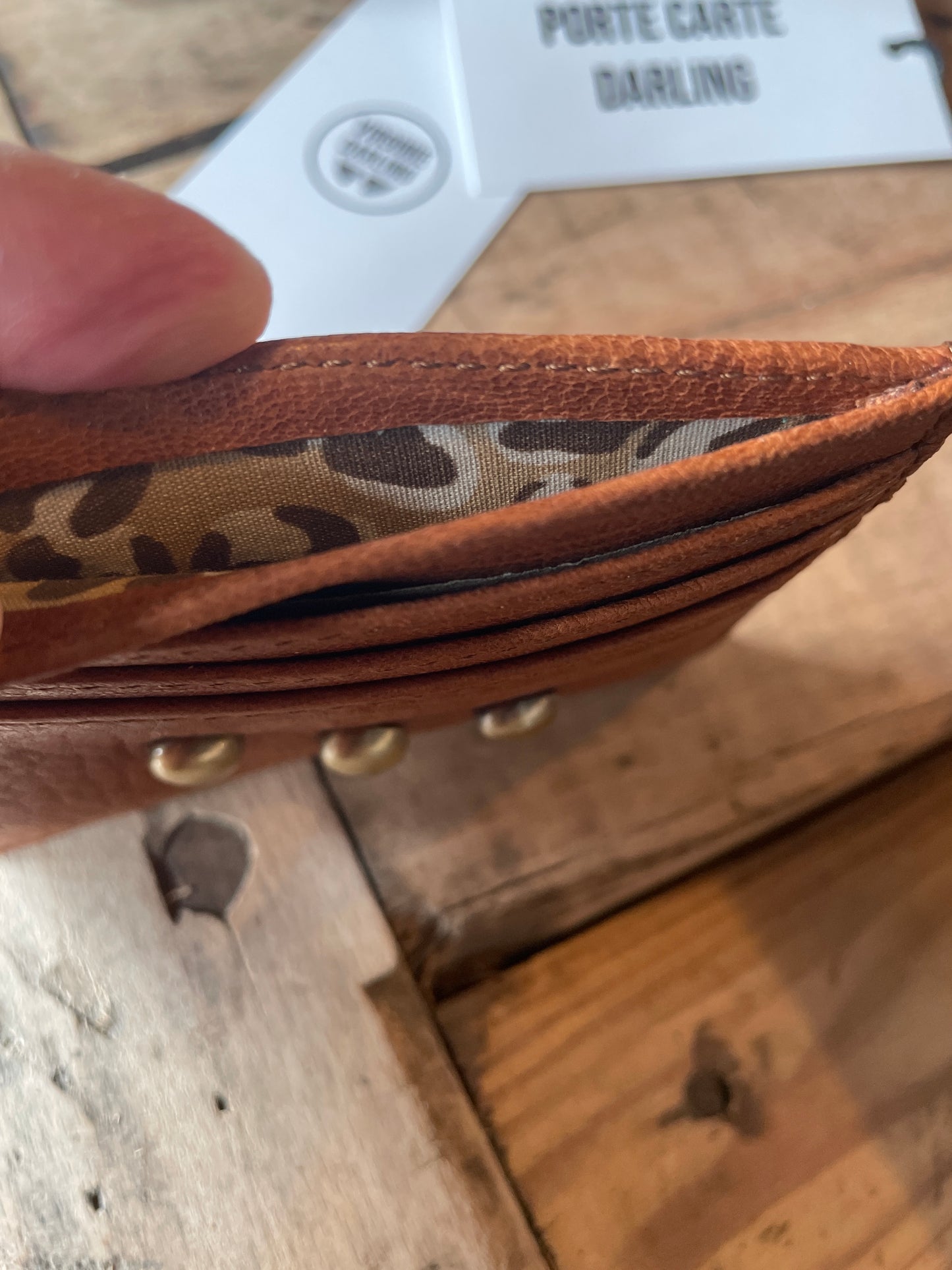Porte cartes Rock en cuir cognac - Virginie Darling