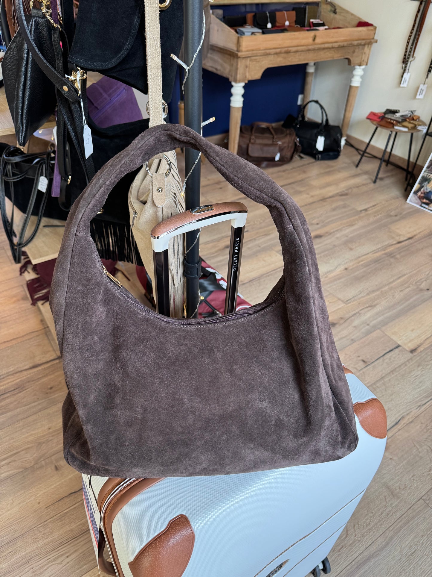 Sac Gaston en daim coloris brun