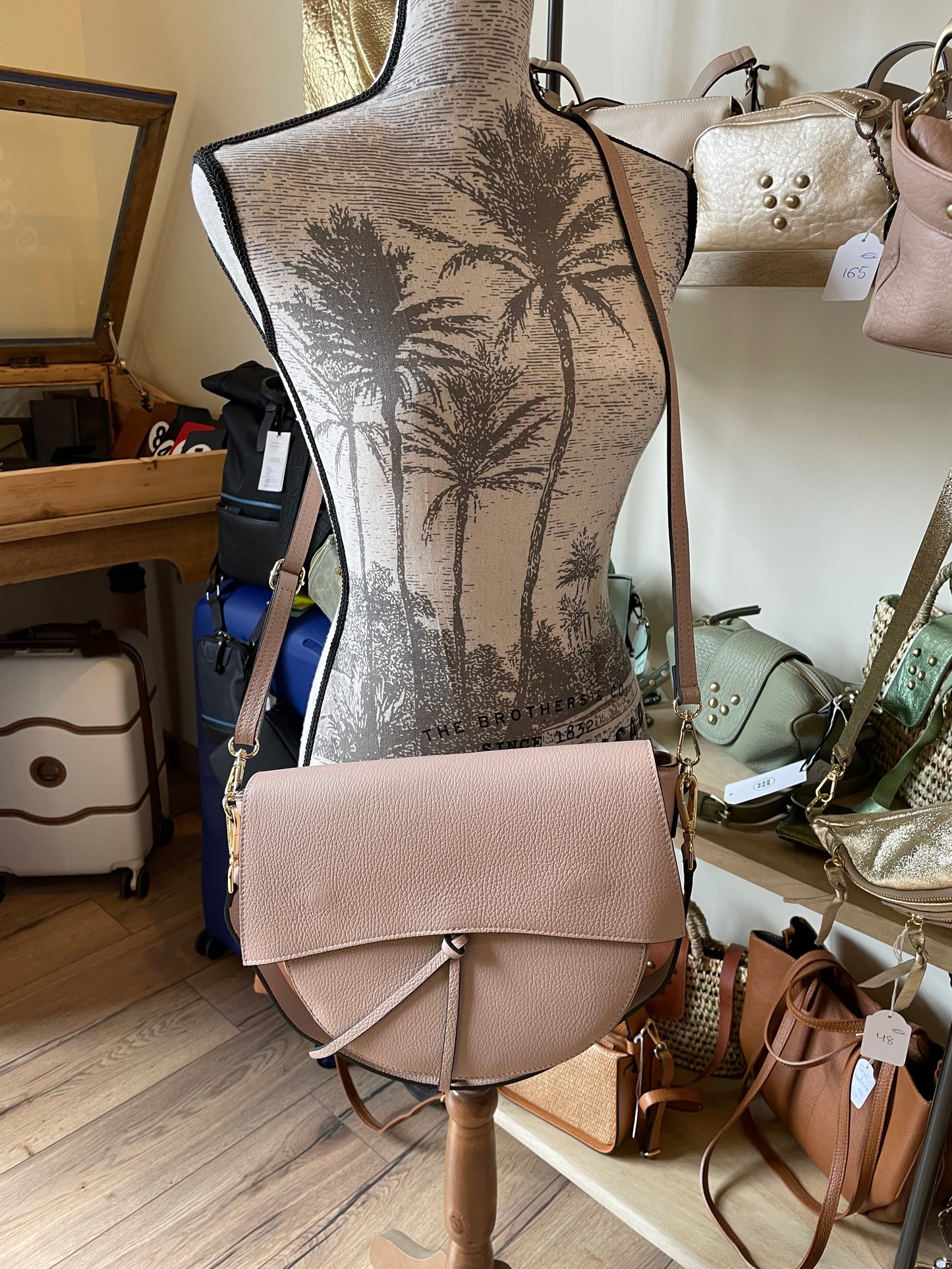 Sac Sylvie en cuir grainé - nude - SOLDÉ - 20%