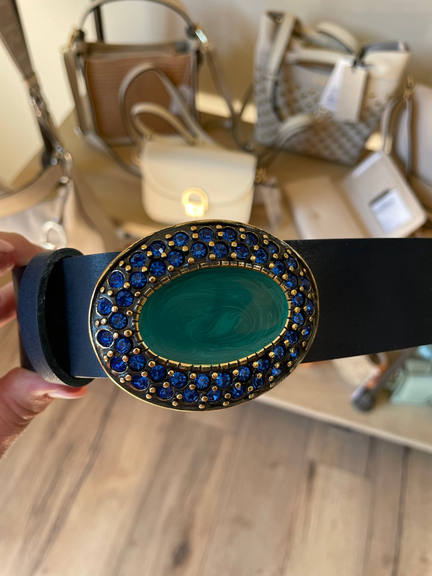 Tige YOLETE en cuir de vachette Preto Navy - Marine