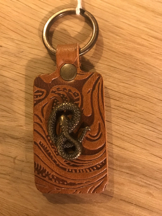 Porte clés en cuir marron cognac YOLETE