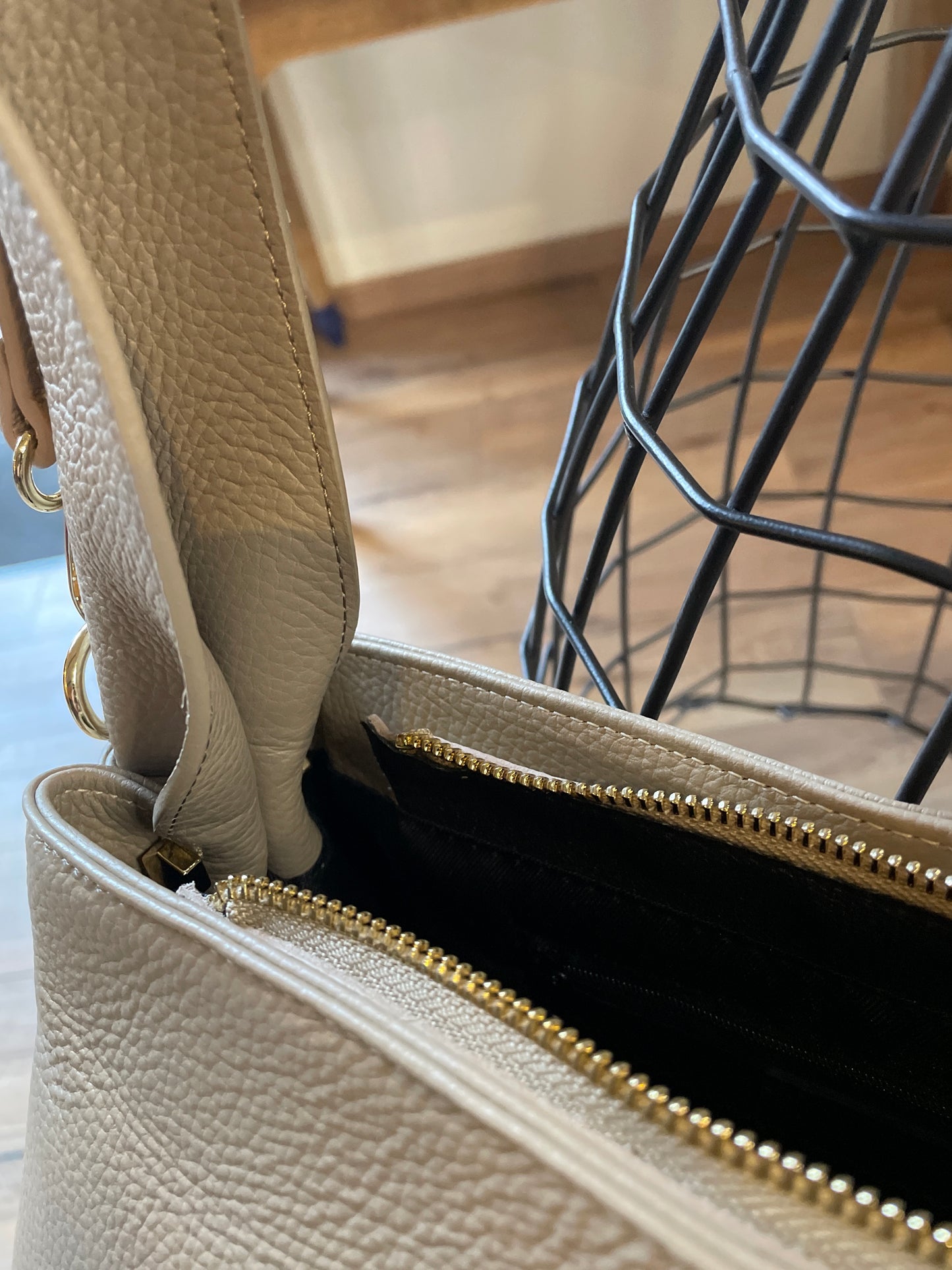 Sac Paula en cuir grainé Taupe