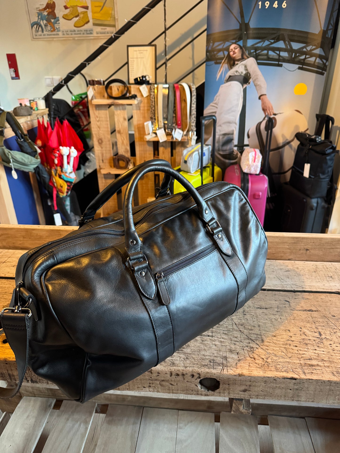 Sac de voyage en cuir noir - Greenwood