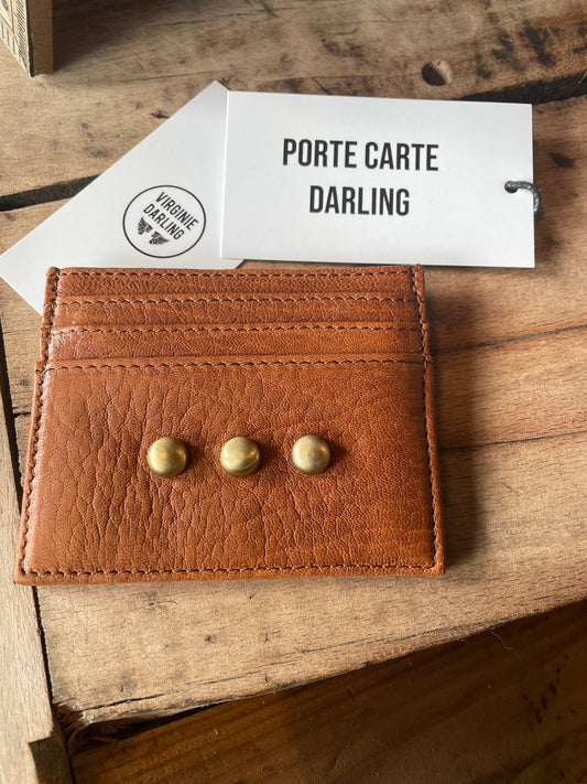 Porte cartes Rock en cuir cognac - Virginie Darling