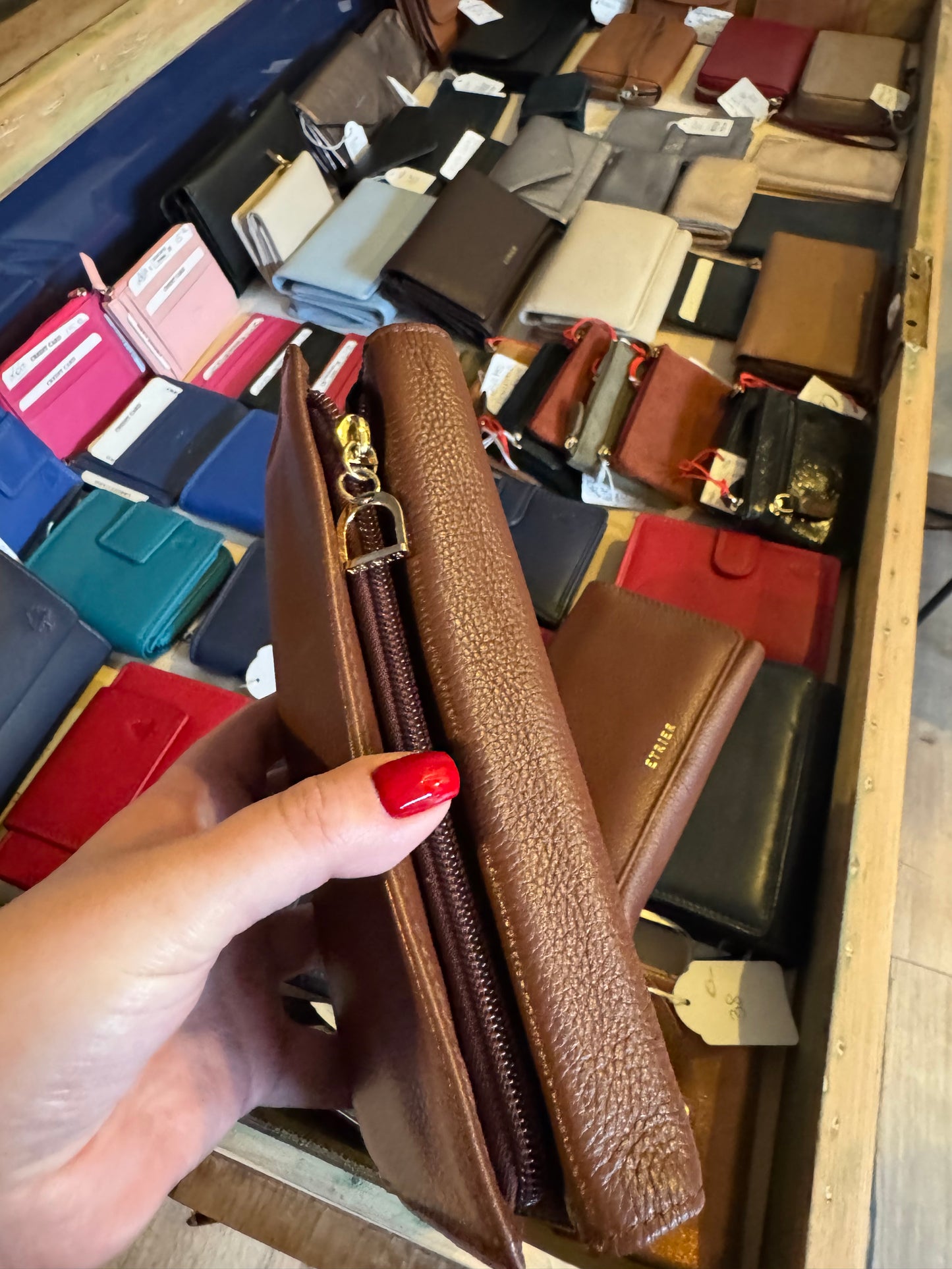 Portefeuille L Tradition cuir chataigne