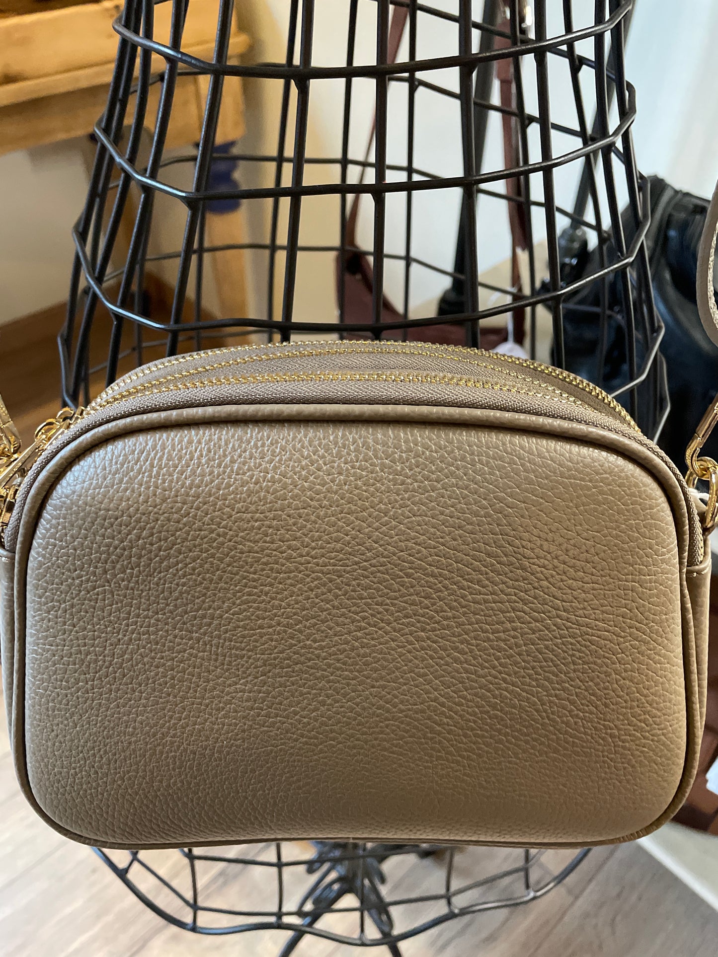 Sac Pamela en cuir grainé Taupe