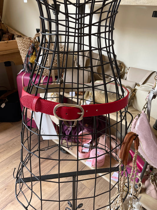 Ceinture Milena en cuir grainé rouge