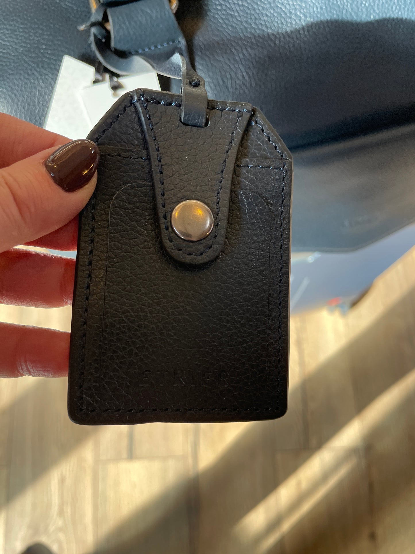 Sac de voyage Flandres en cuir marine - Étrier