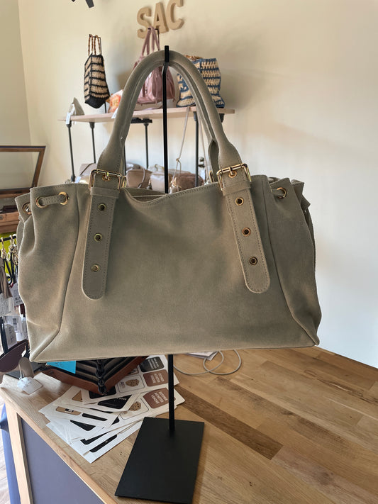 Sac Carla en cuir suédé ( beige très clair)