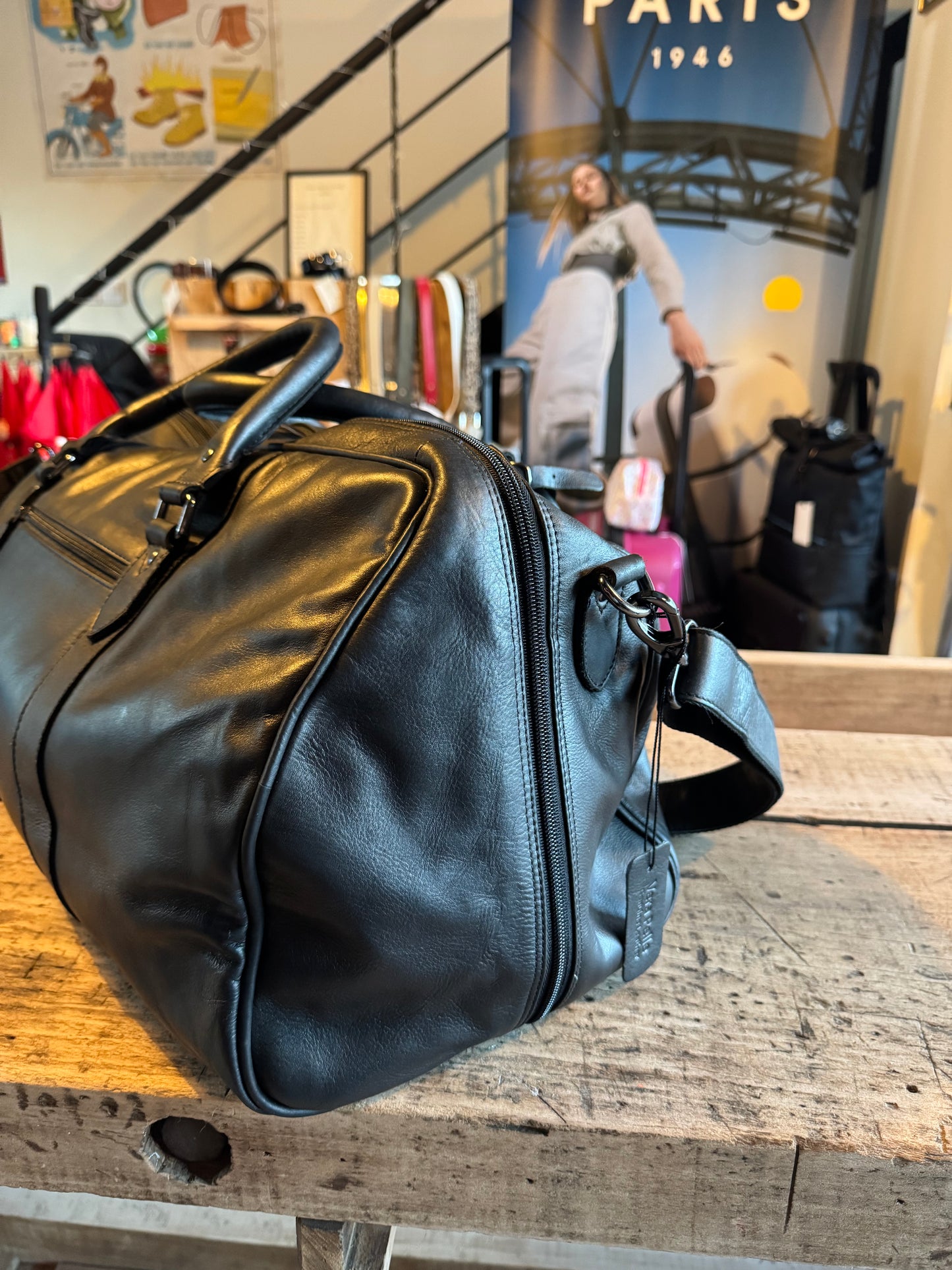 Sac de voyage en cuir noir - Greenwood