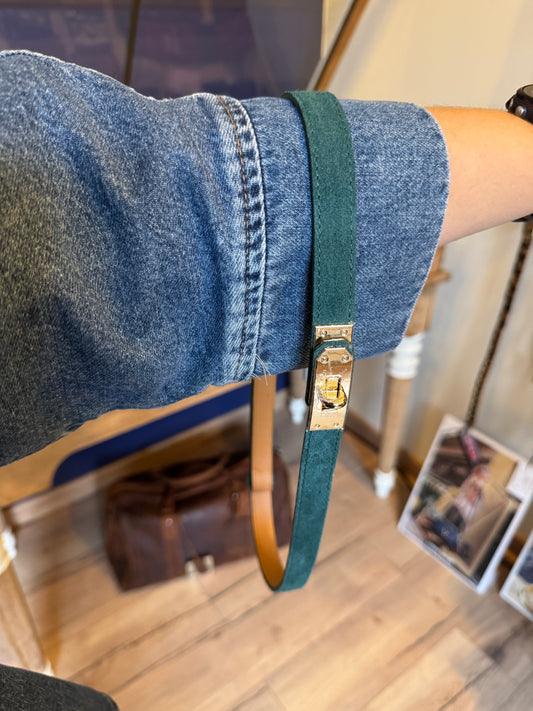Ceinture Hanna en cuir suédé coloris vert