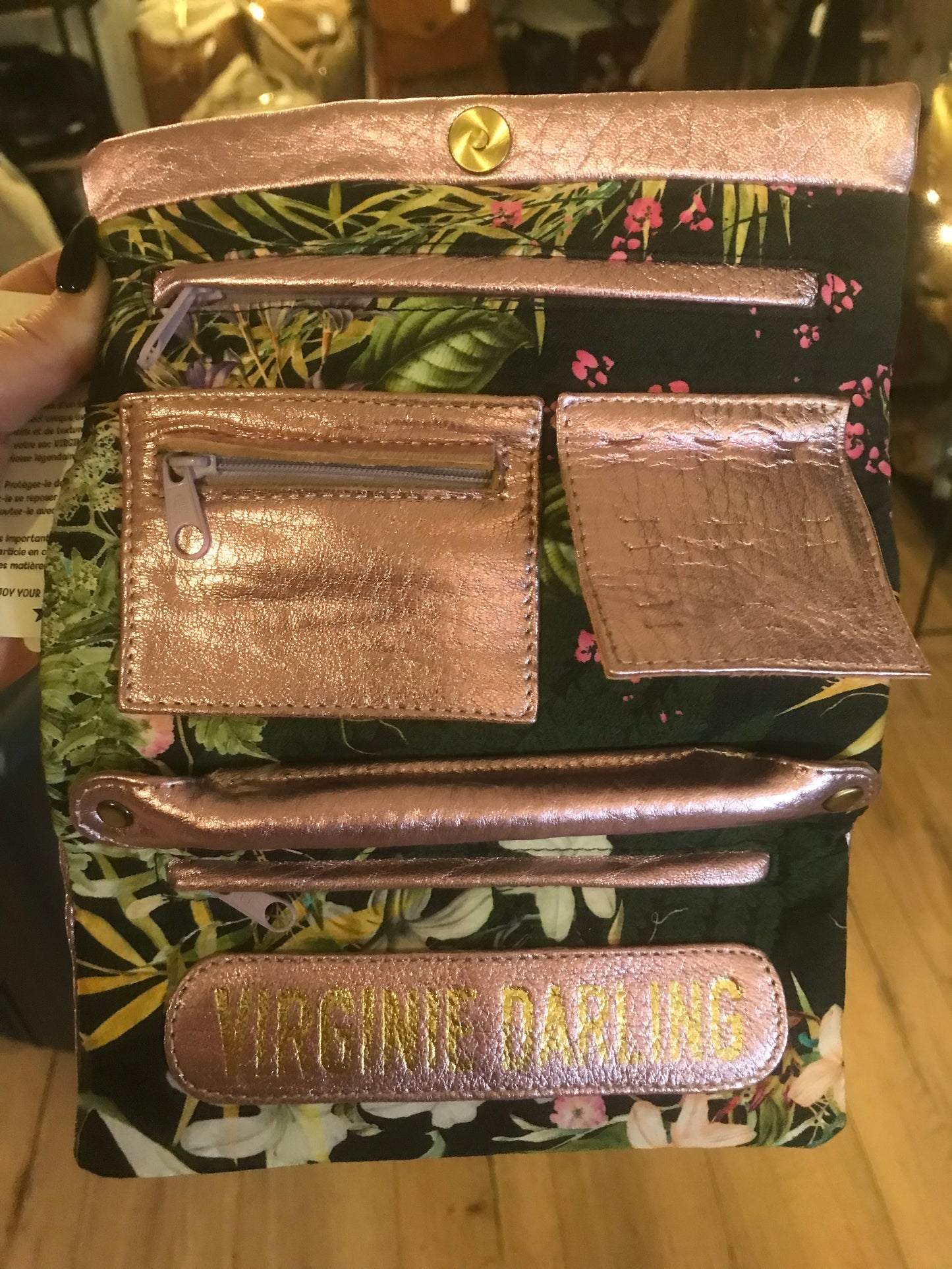 Trousse à bijoux en cuir rose nacré - Virginie Darling
