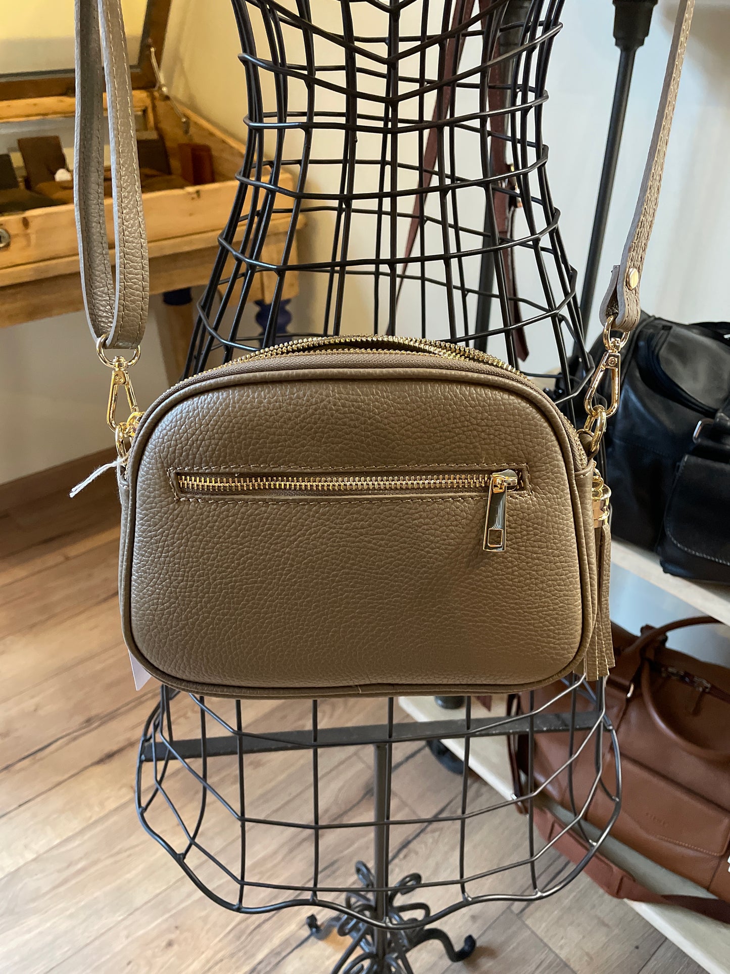 Sac Pamela en cuir grainé Taupe