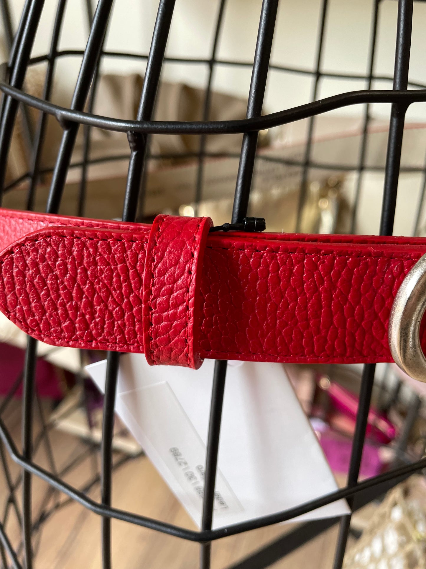 Ceinture Milena en cuir grainé rouge