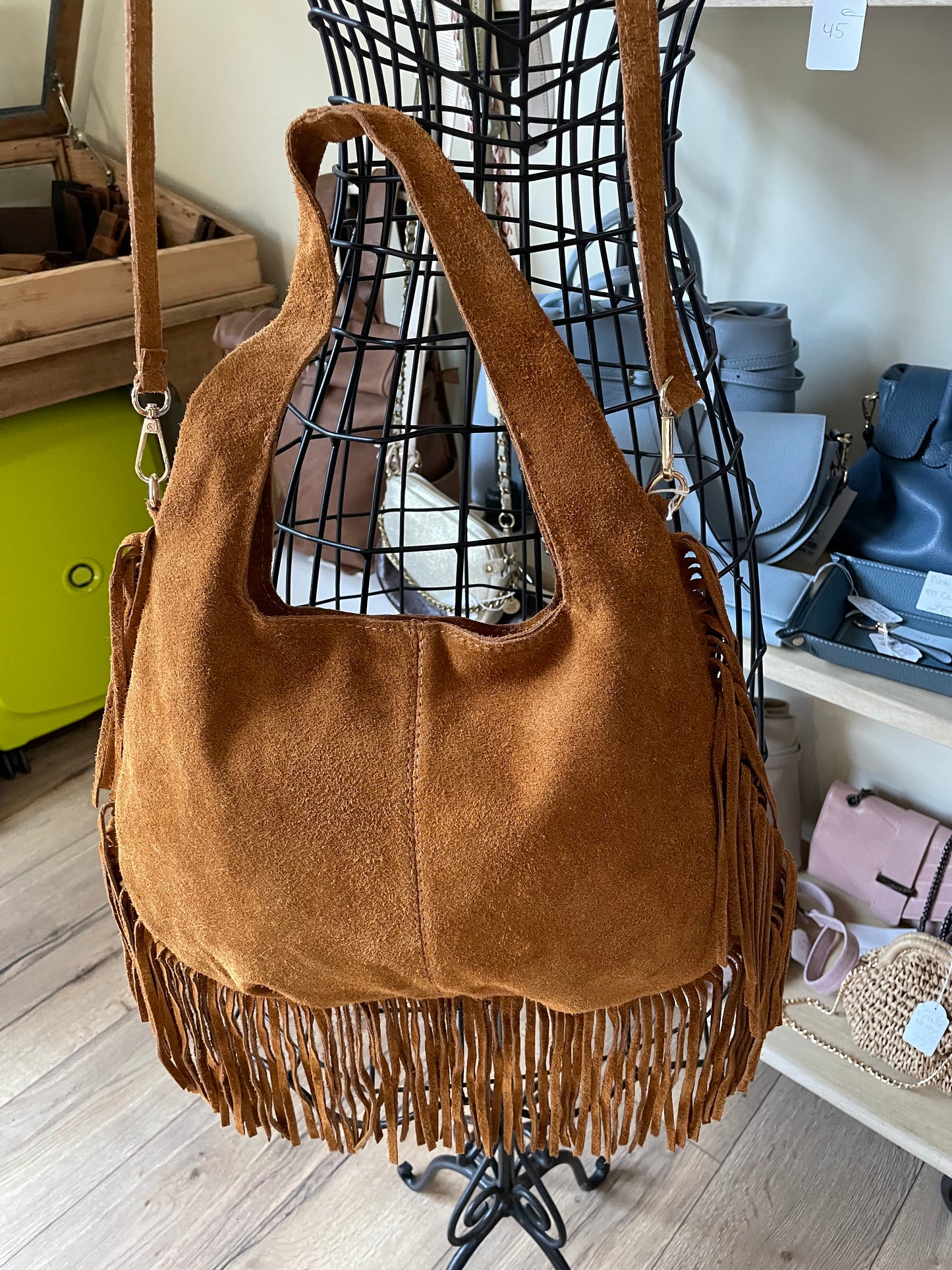 Sac Giulia en cuir suédé (coloris cognac)