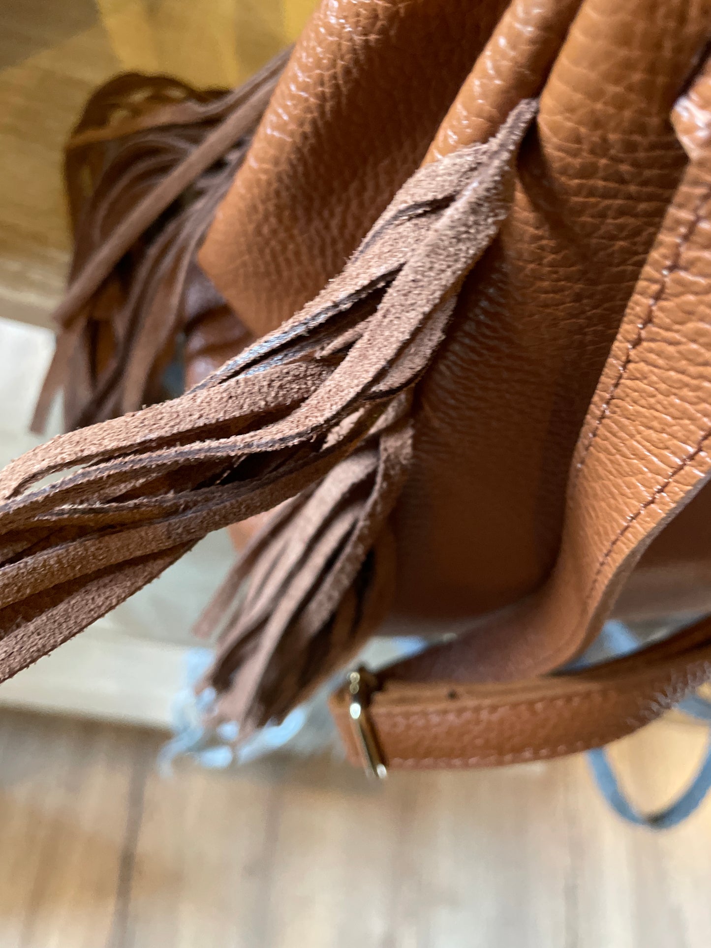 Sac Coline avec franges coloris cognac