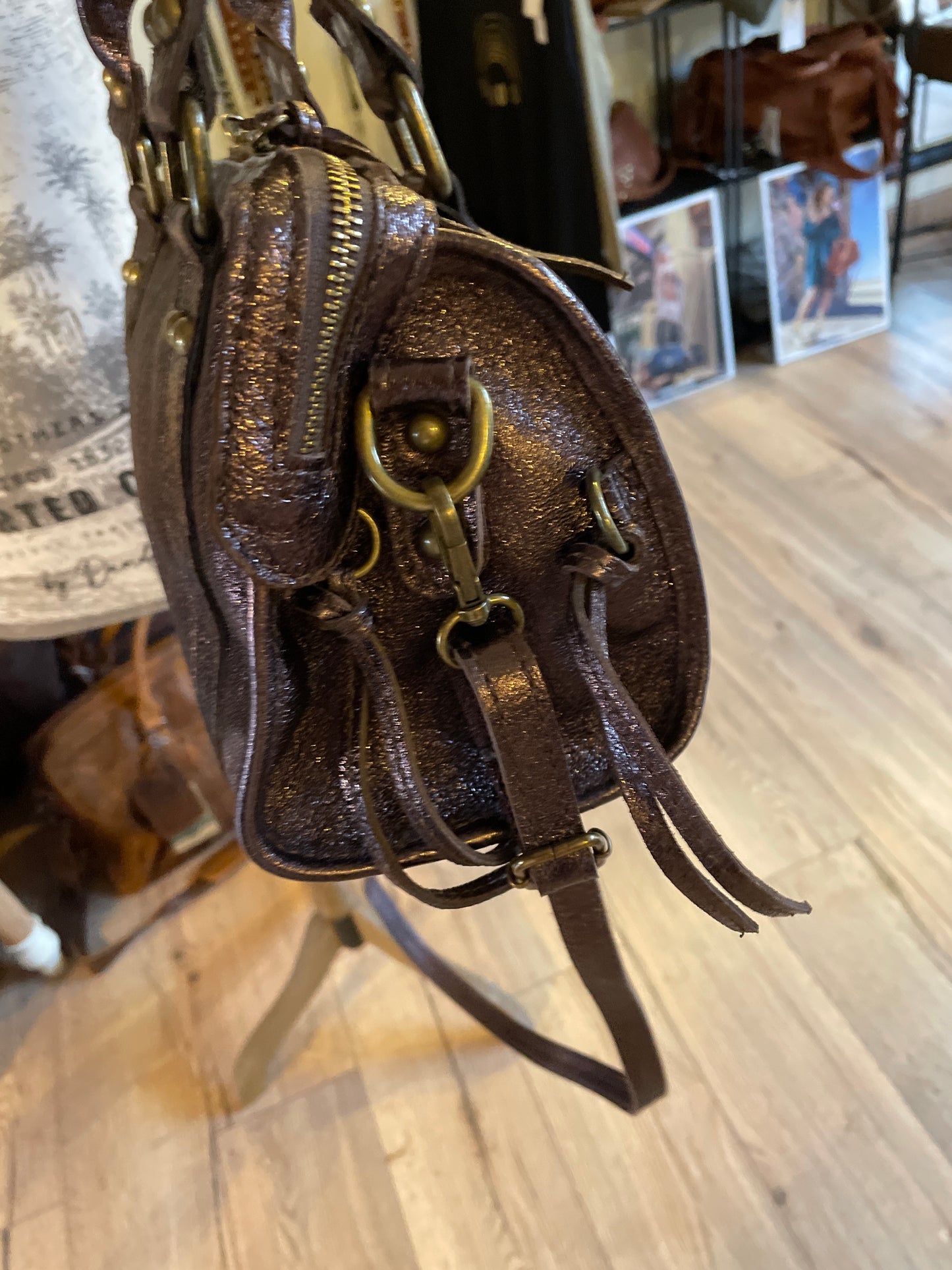 Sac Amandine mini coloris brun irisé