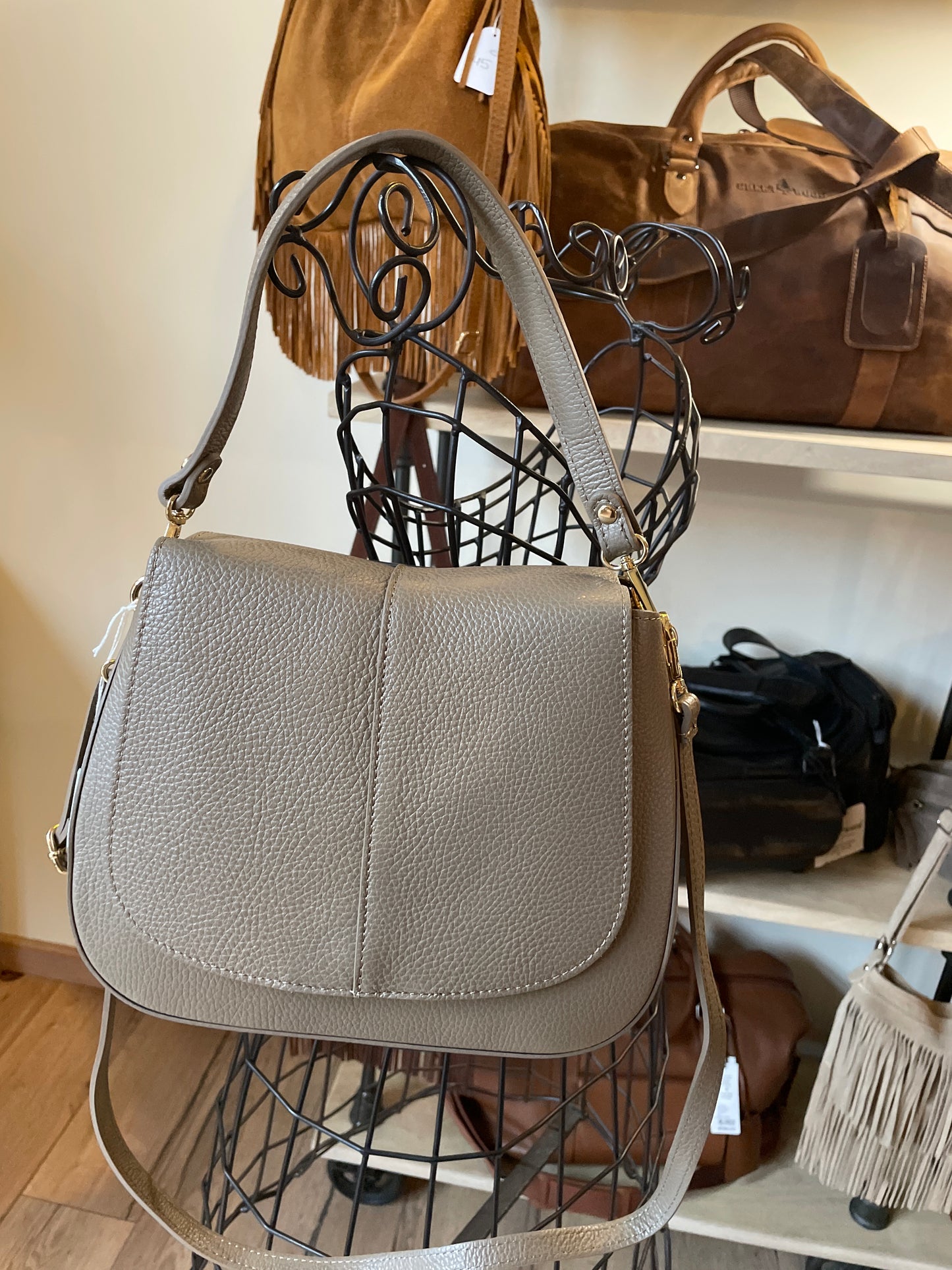 Sac Laura en cuir grainé Taupe