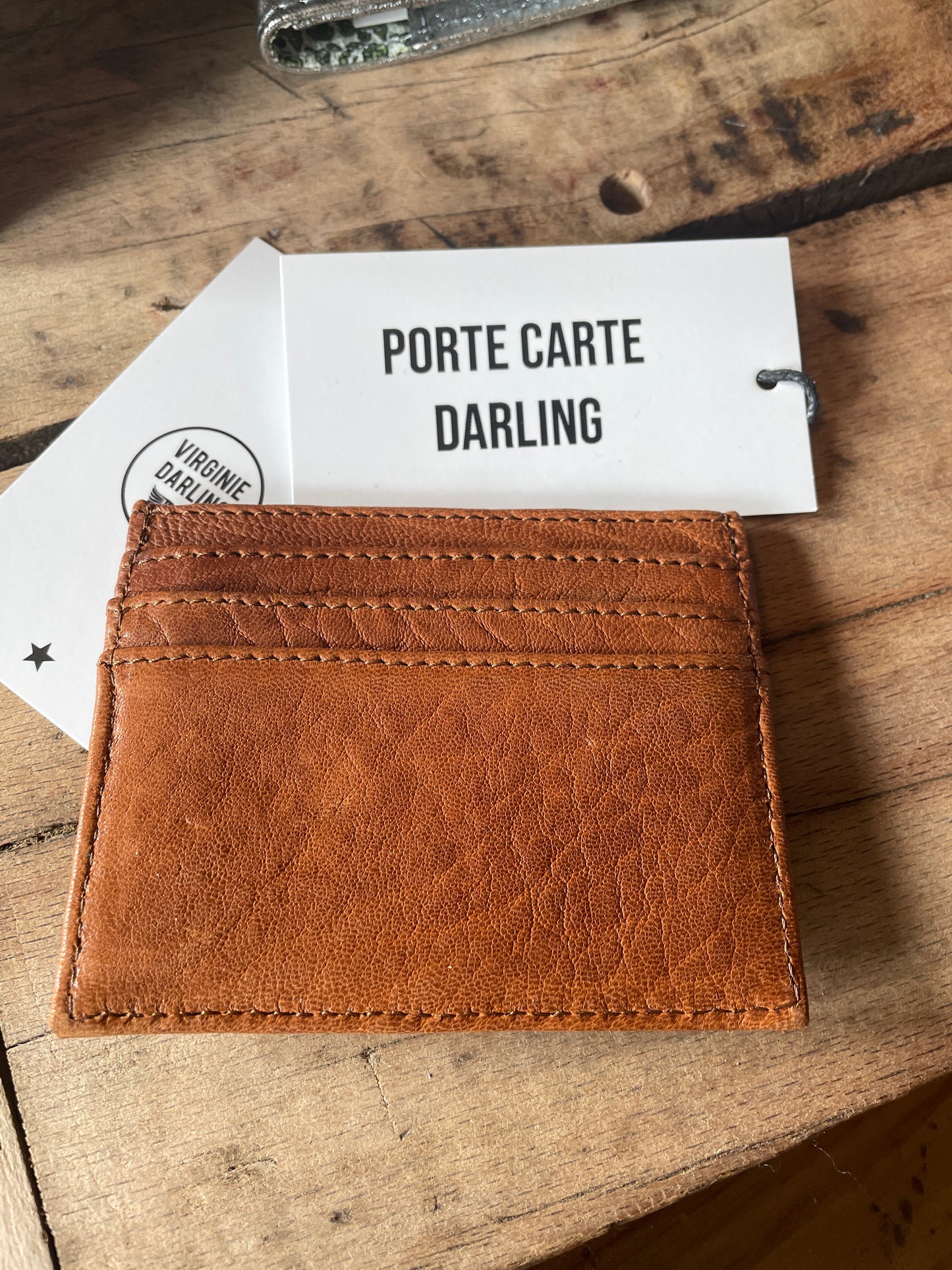 Porte cartes Rock en cuir cognac - Virginie Darling