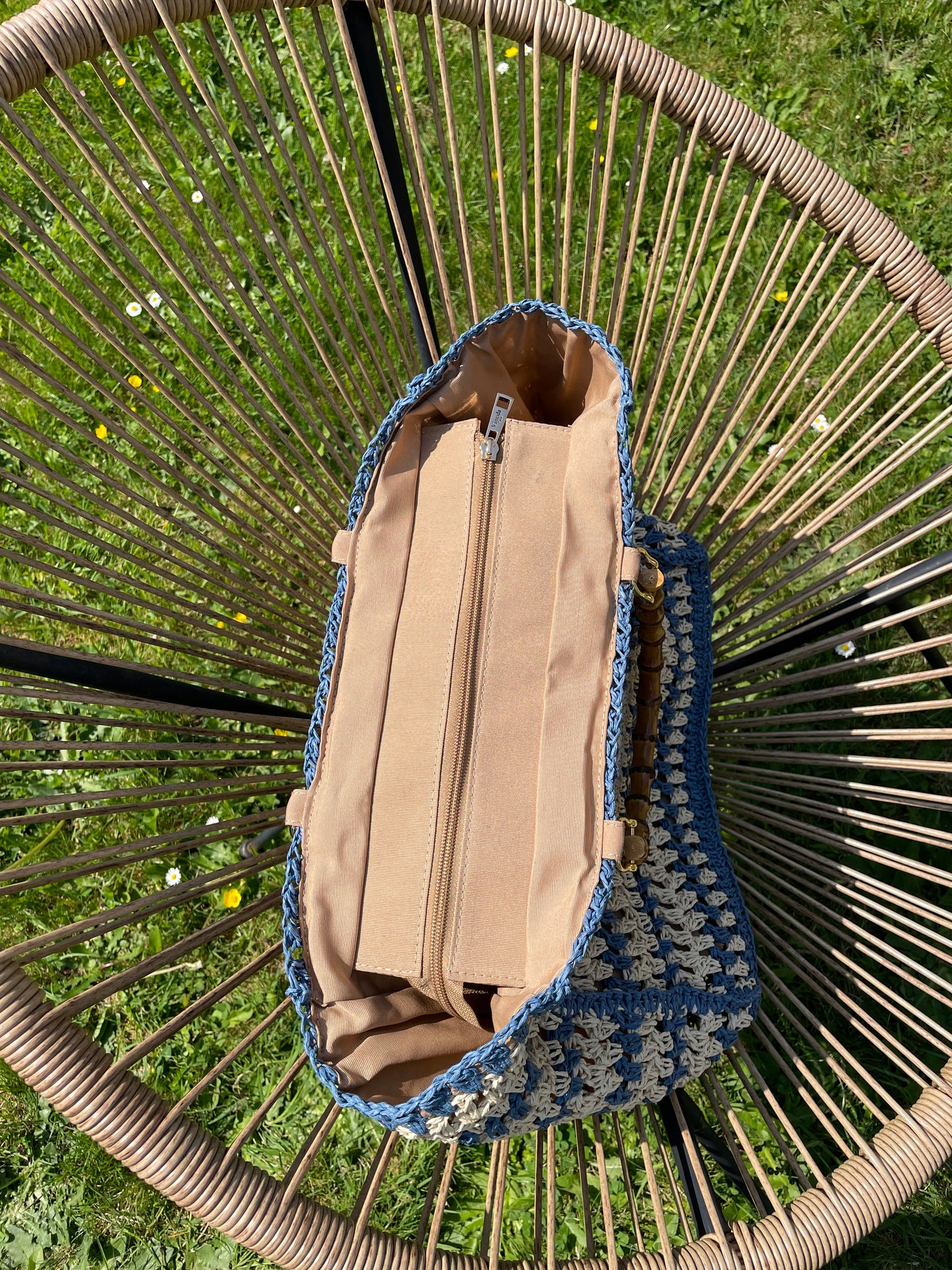 Panier Alba taupe/bleu jean