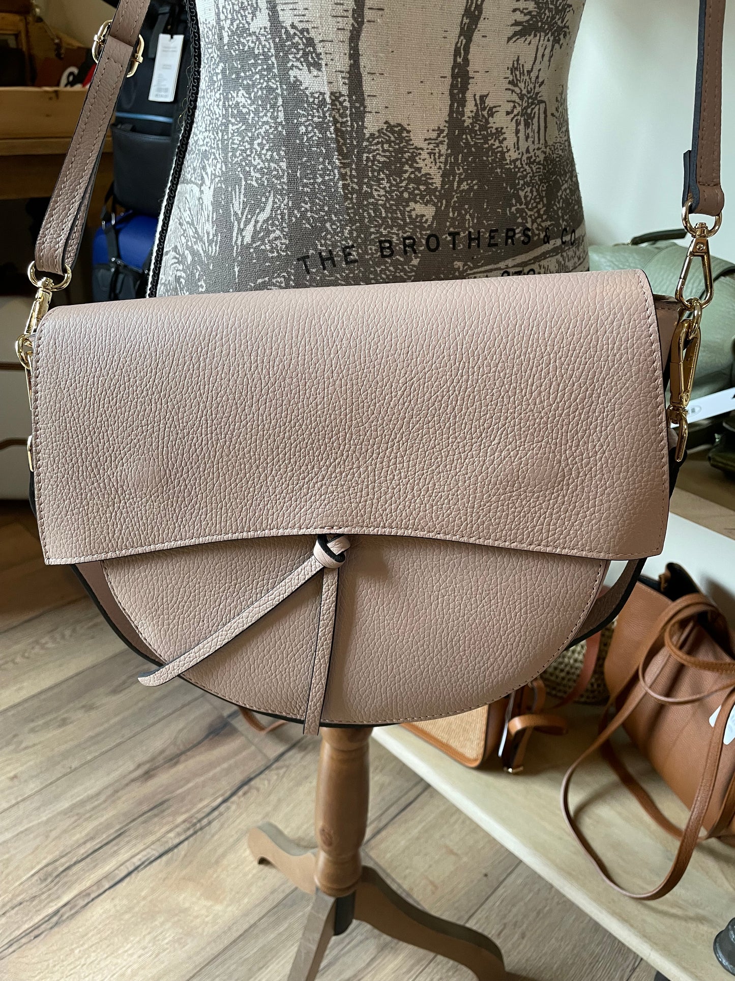 Sac Sylvie en cuir grainé - nude - SOLDÉ - 20%
