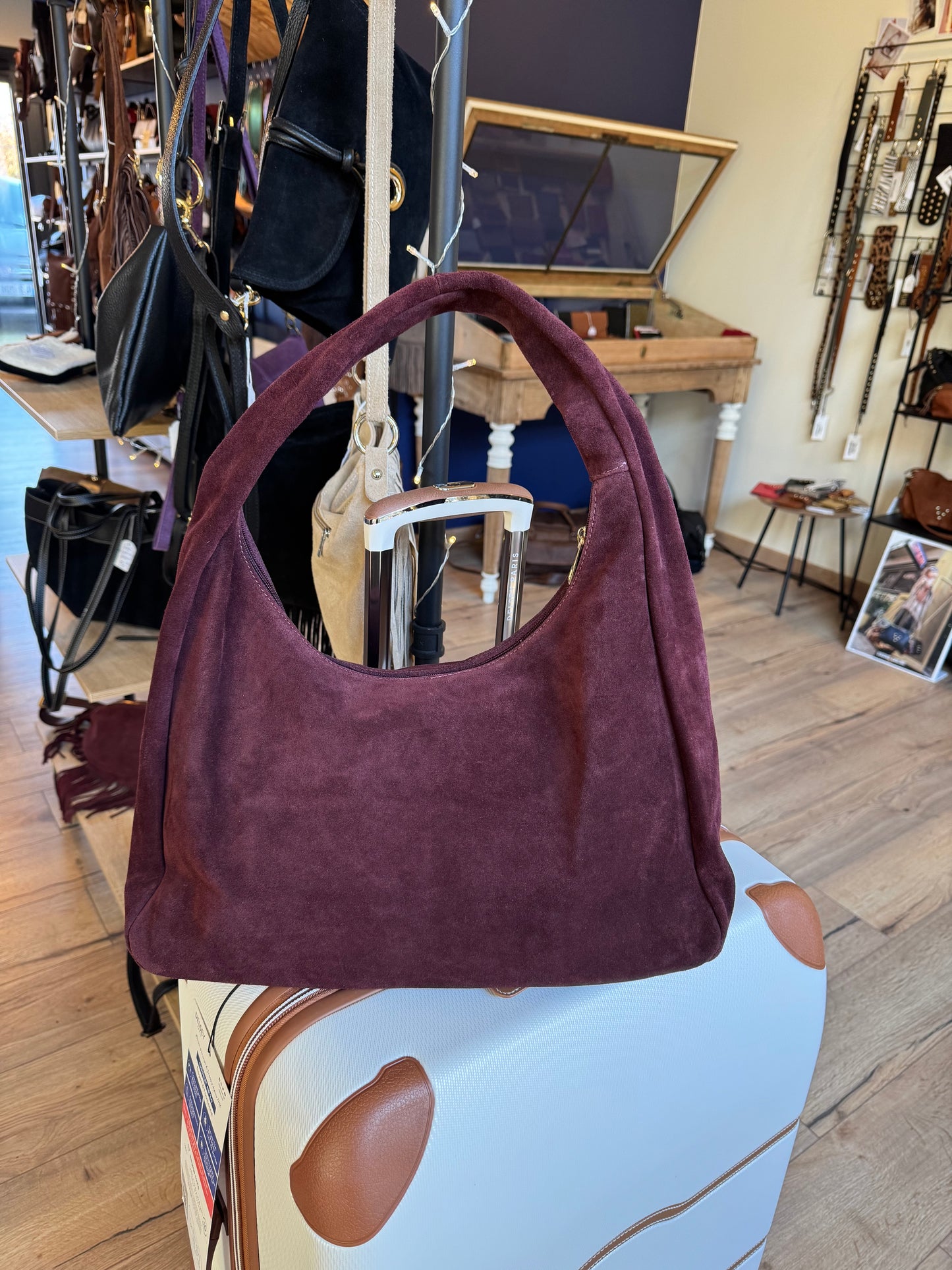Sac Gaston en daim coloris bordeaux