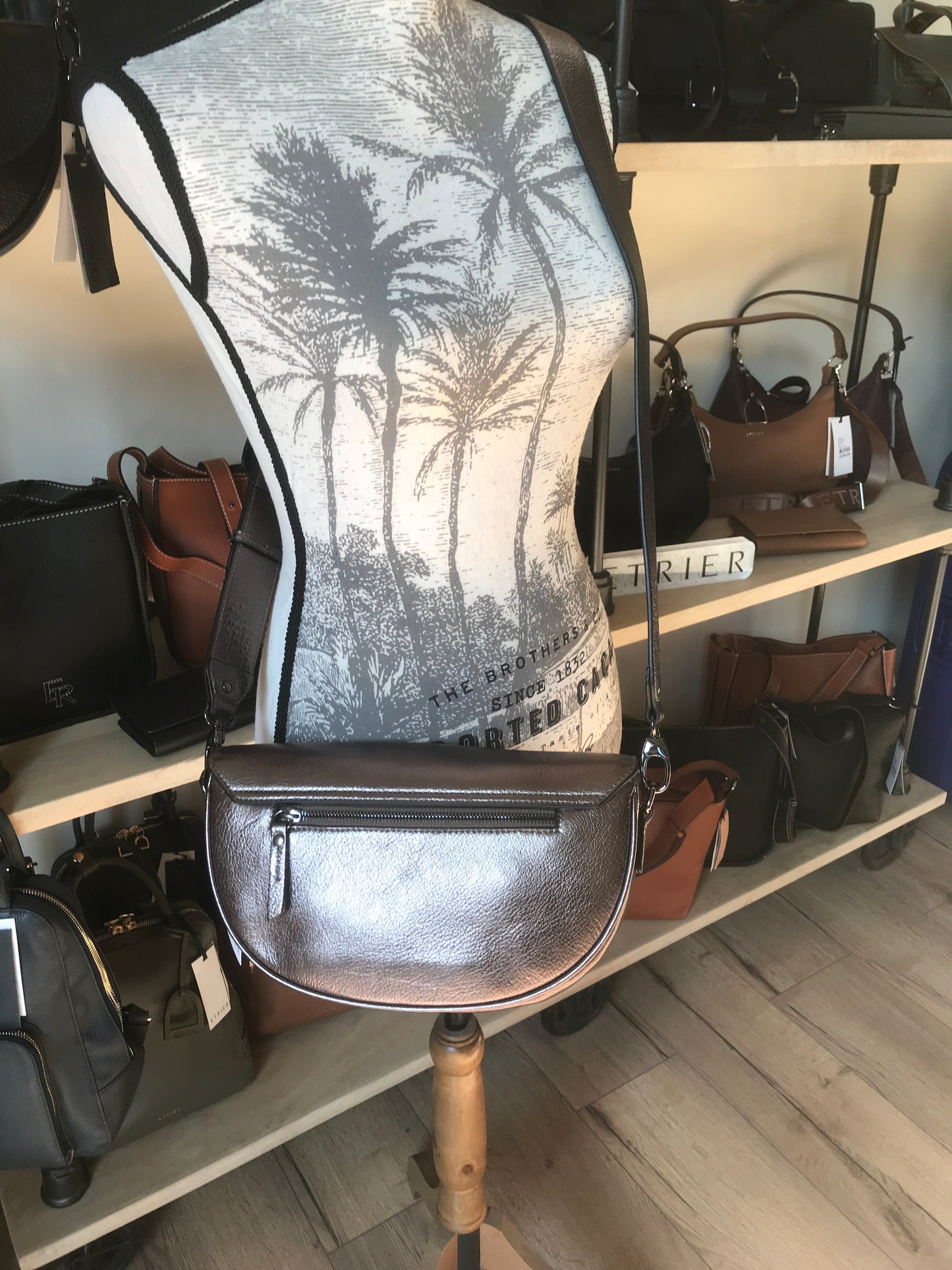 Sac bandoulière ligne Émeraude bronze irisé - Étrier -