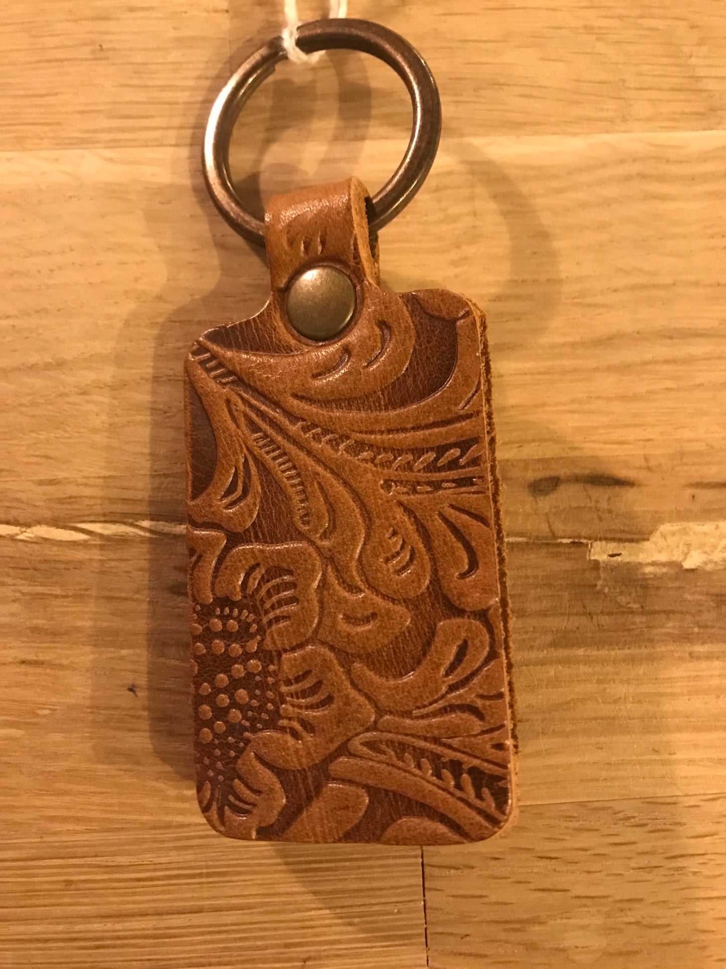 Porte clés en cuir marron cognac YOLETE