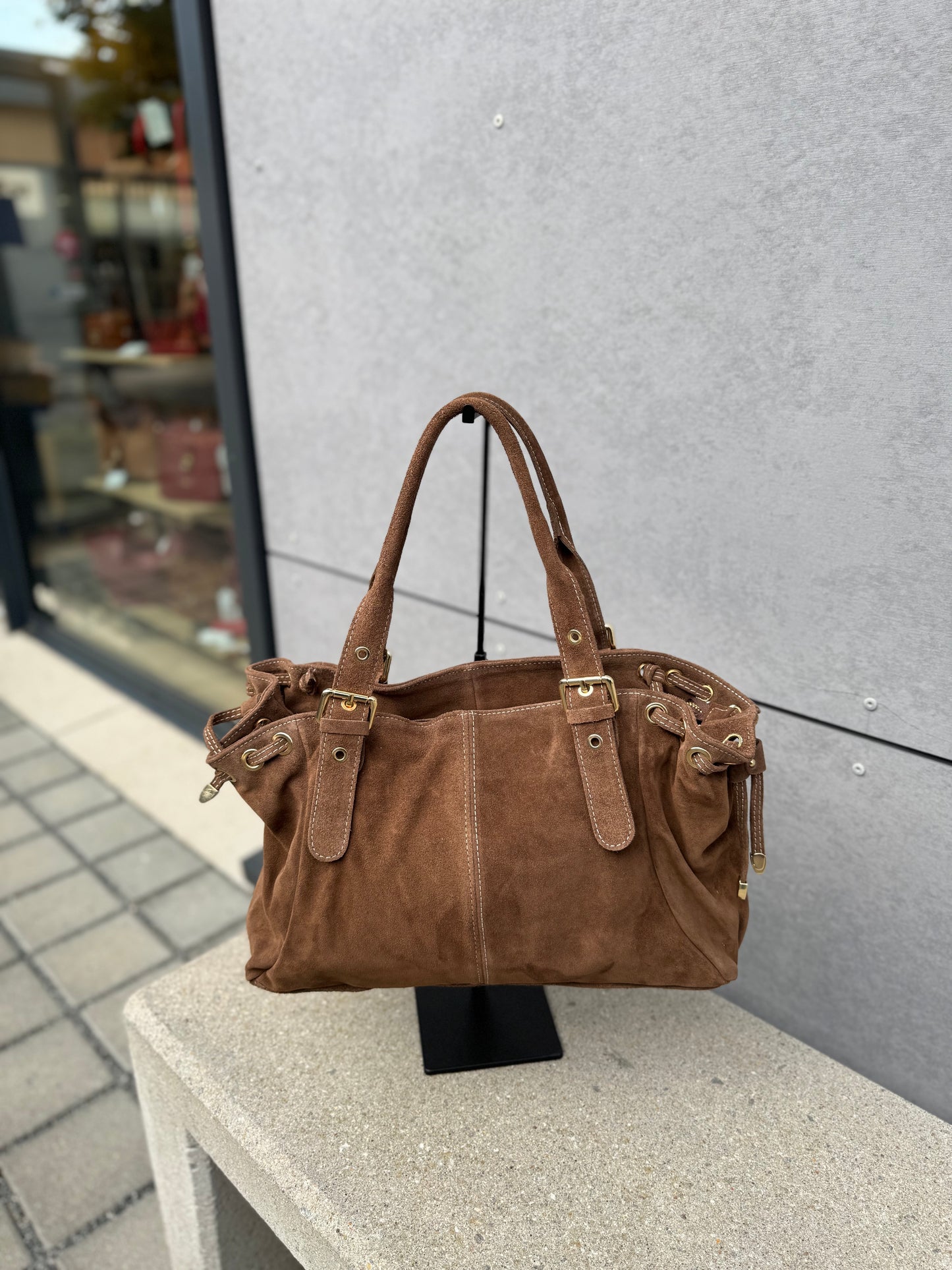 Sac Carla en cuir suédé coloris marron
