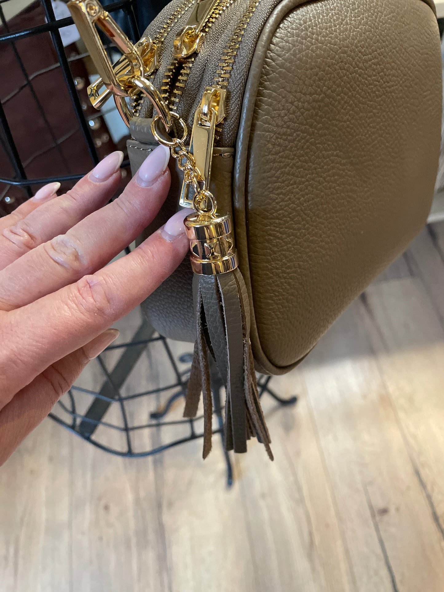 Sac Pamela en cuir grainé Taupe