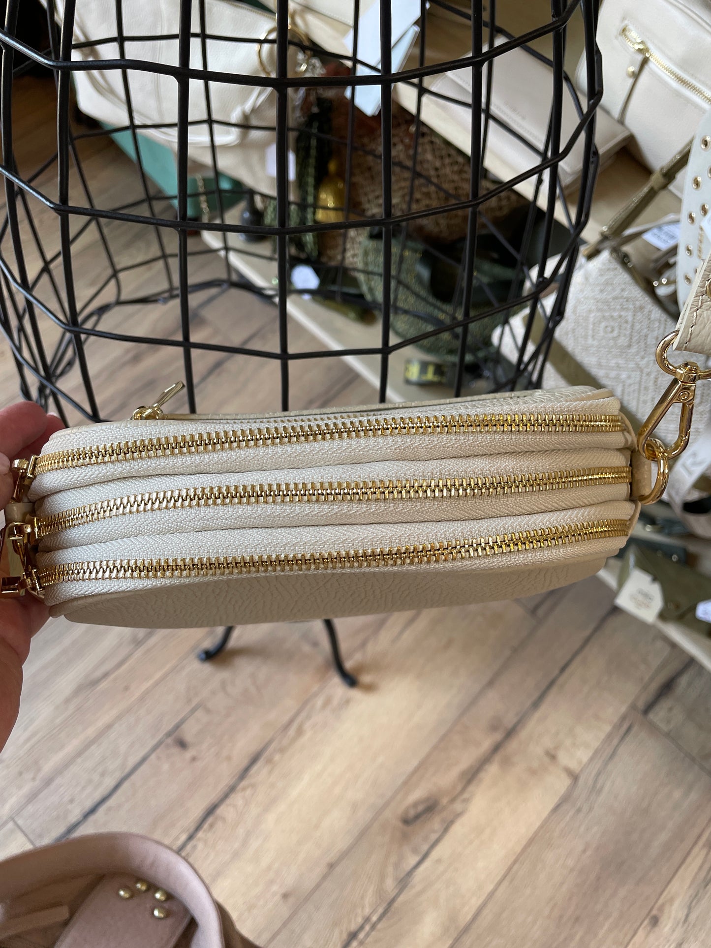Sac PAMELA  en cuir beige clair