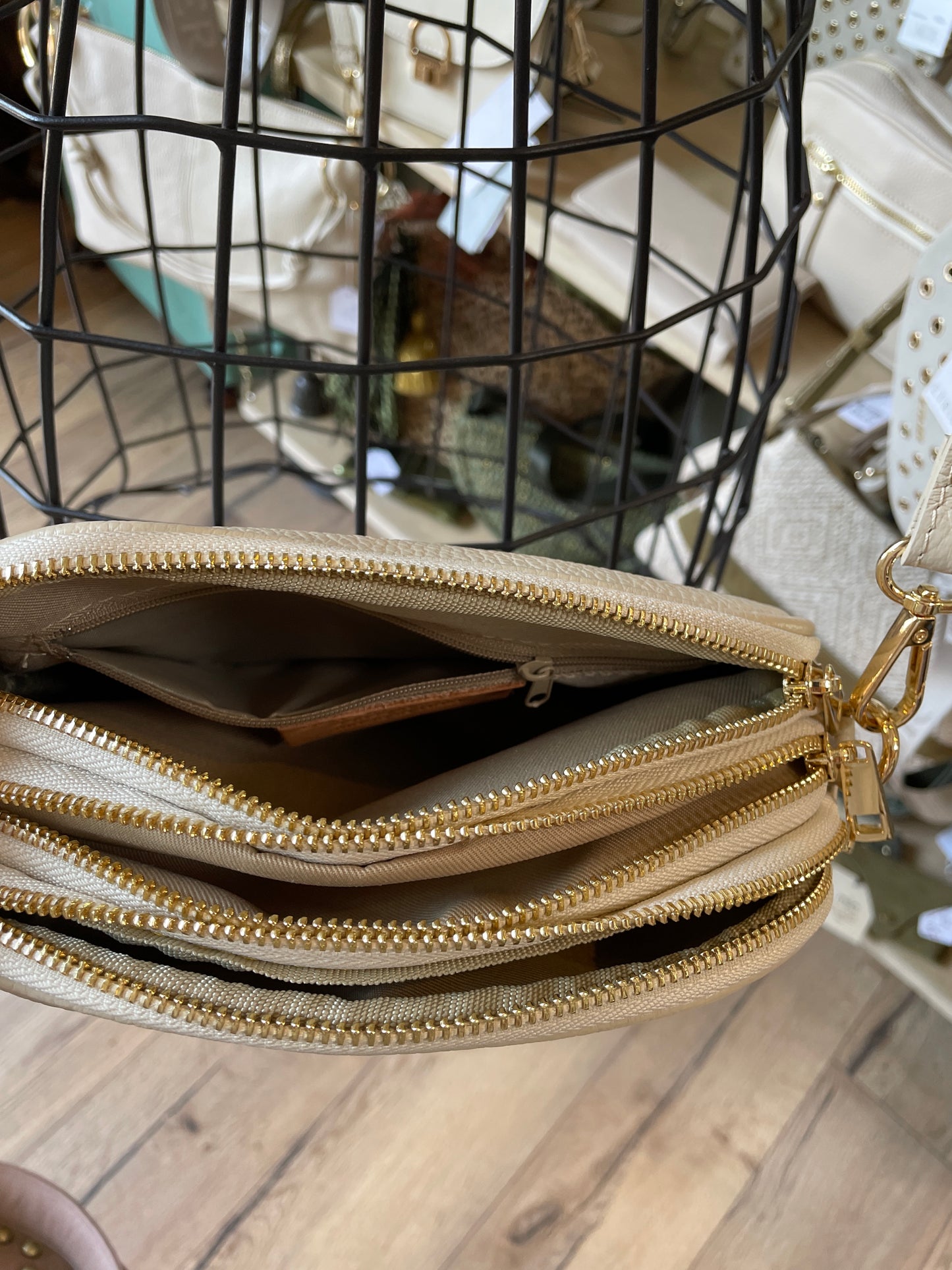 Sac PAMELA  en cuir beige clair