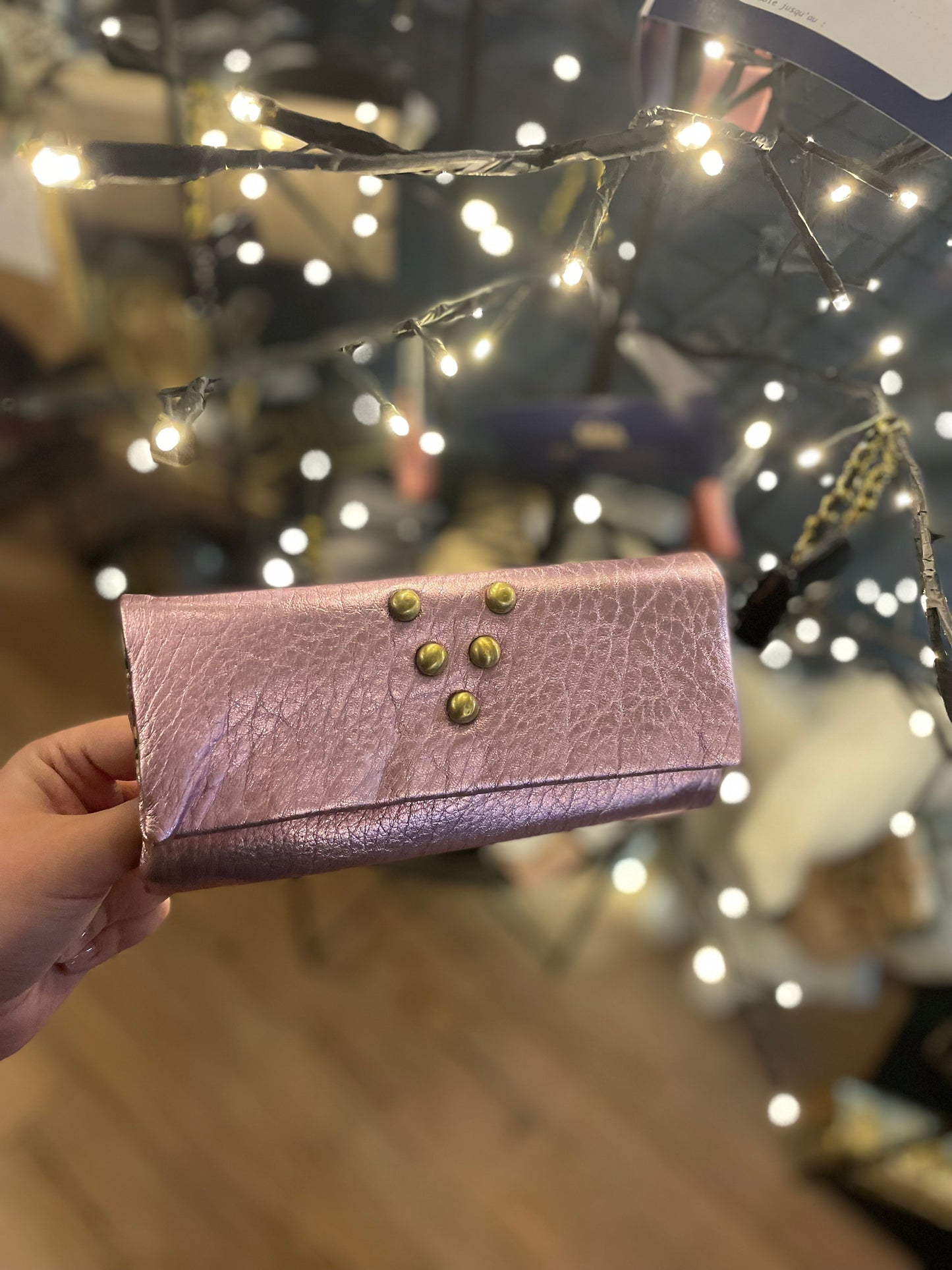Trousse à bijoux en cuir rose nacré - Virginie Darling