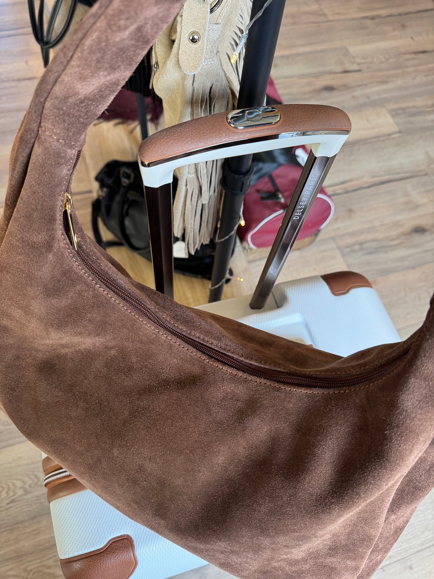 Sac Gaston en daim coloris marron