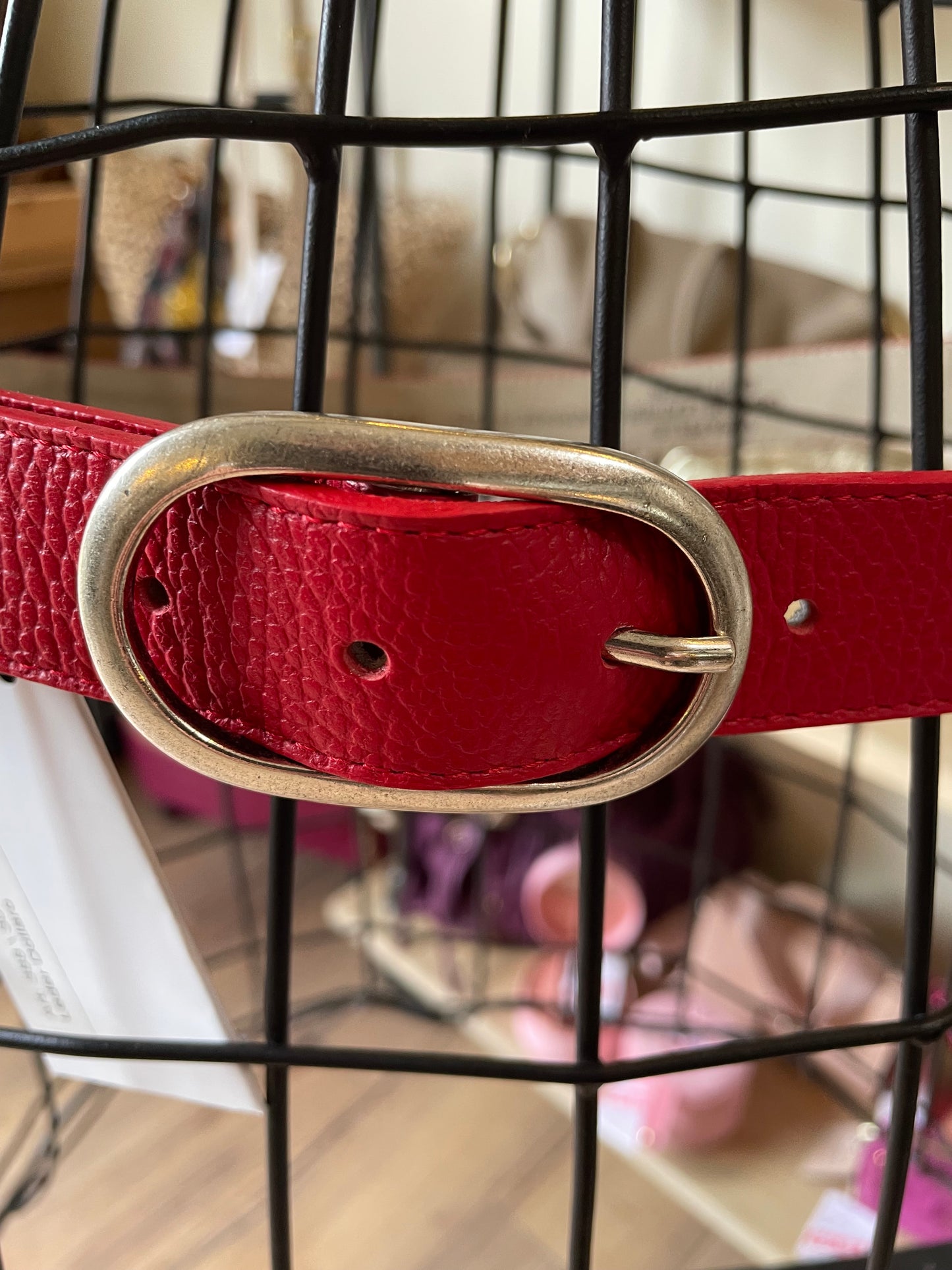 Ceinture Milena en cuir grainé rouge