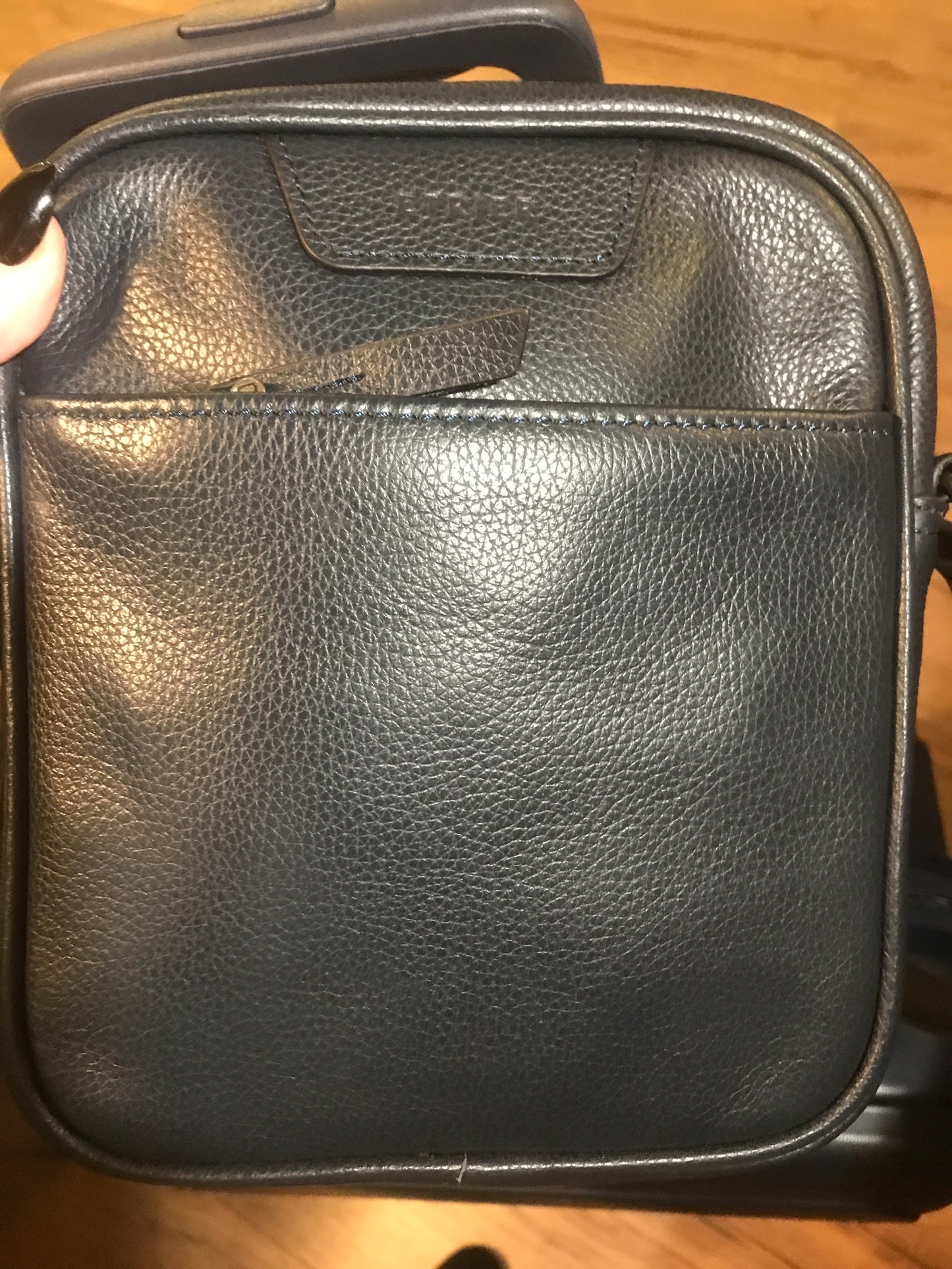 Sac bandoulière en cuir marine Flandres/Etrier