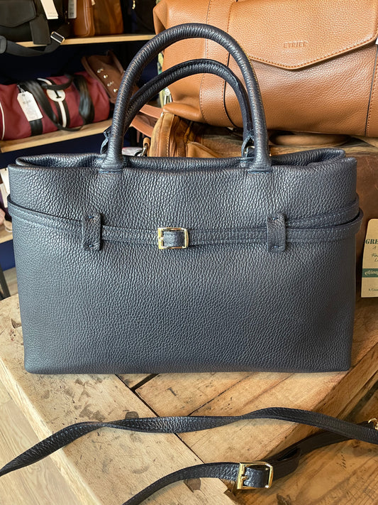 Sac Catherine en cuir grainé marine