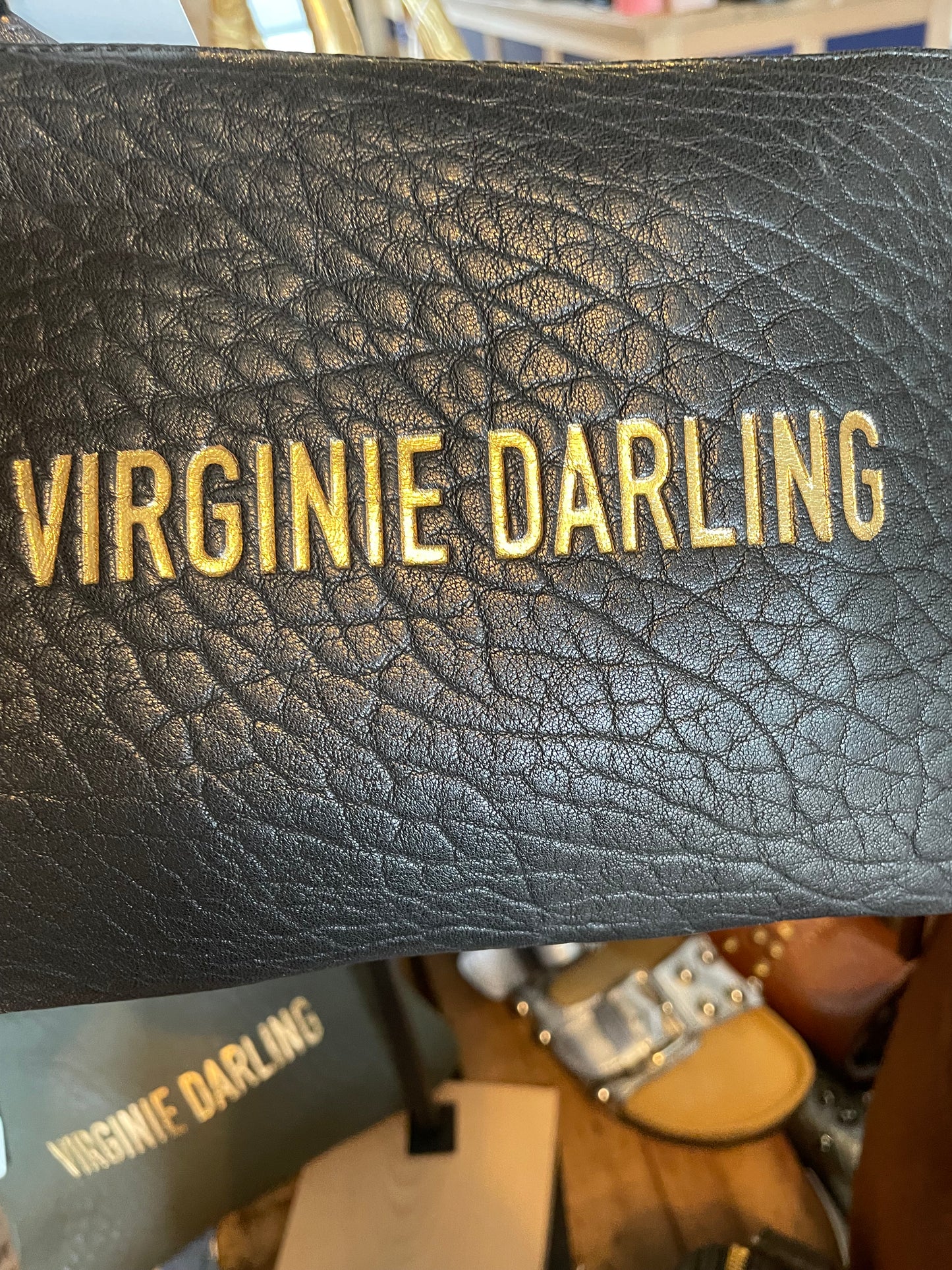 Pochette Darling Small noire - Embossage or