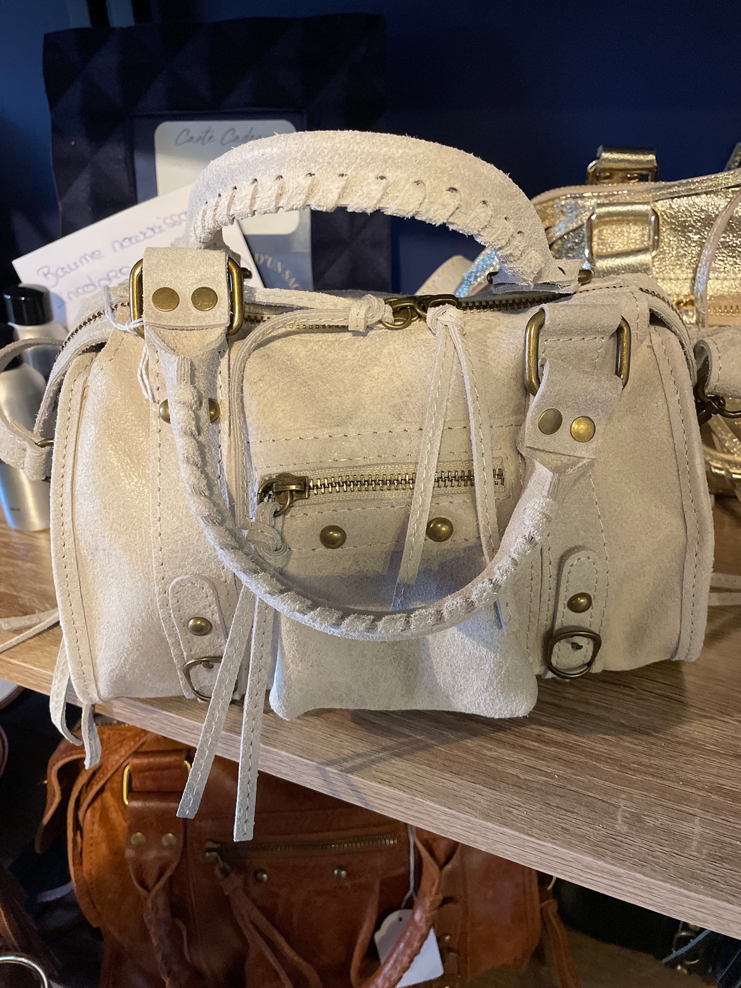 Sac Amandine mini beige clair mat