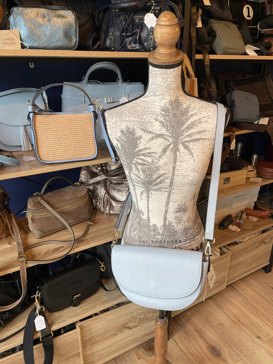 Sac bandoulière en cuir Tradition coloris azur - Étrier