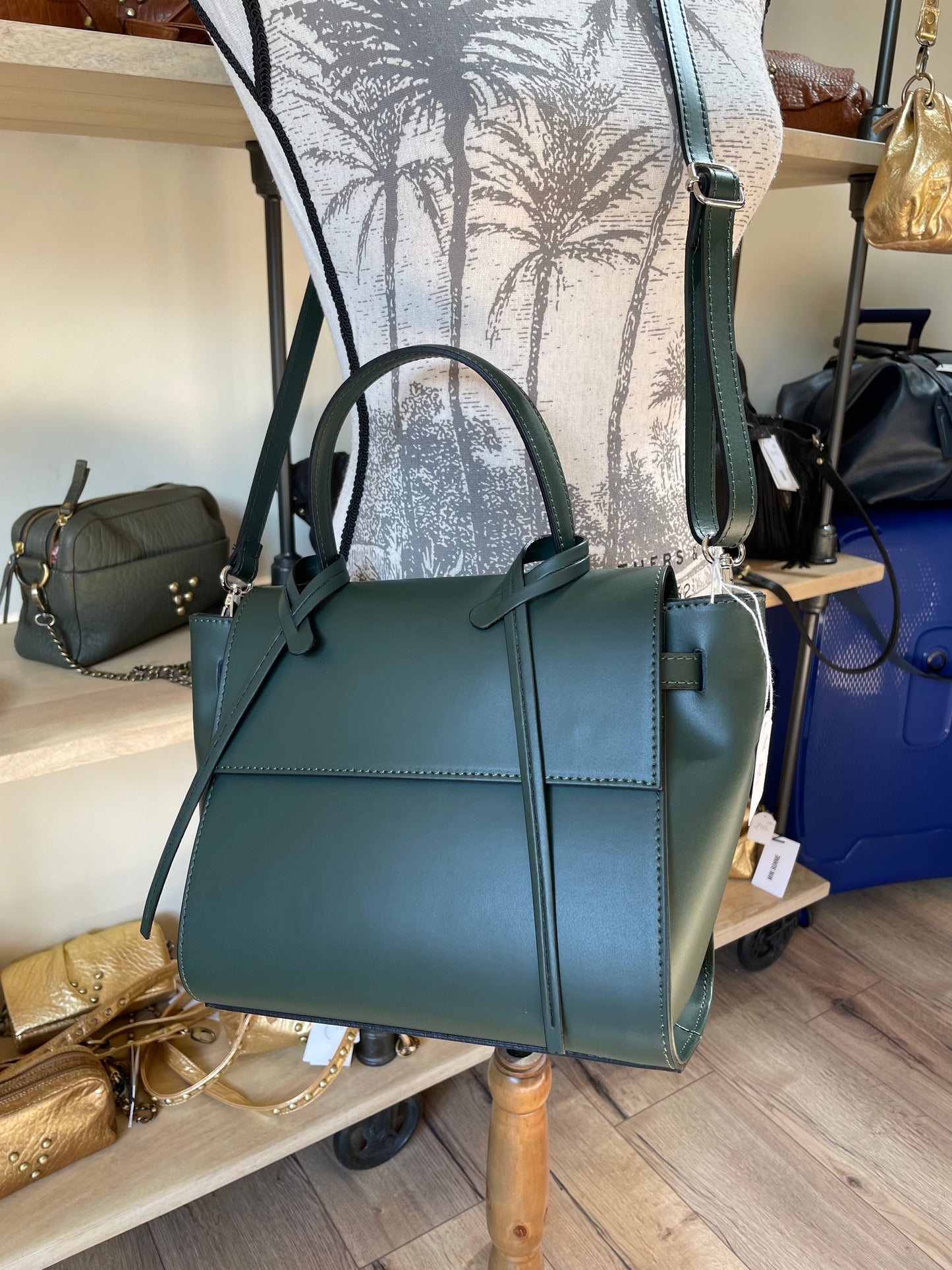 Sac Diana en cuir vert bouteille