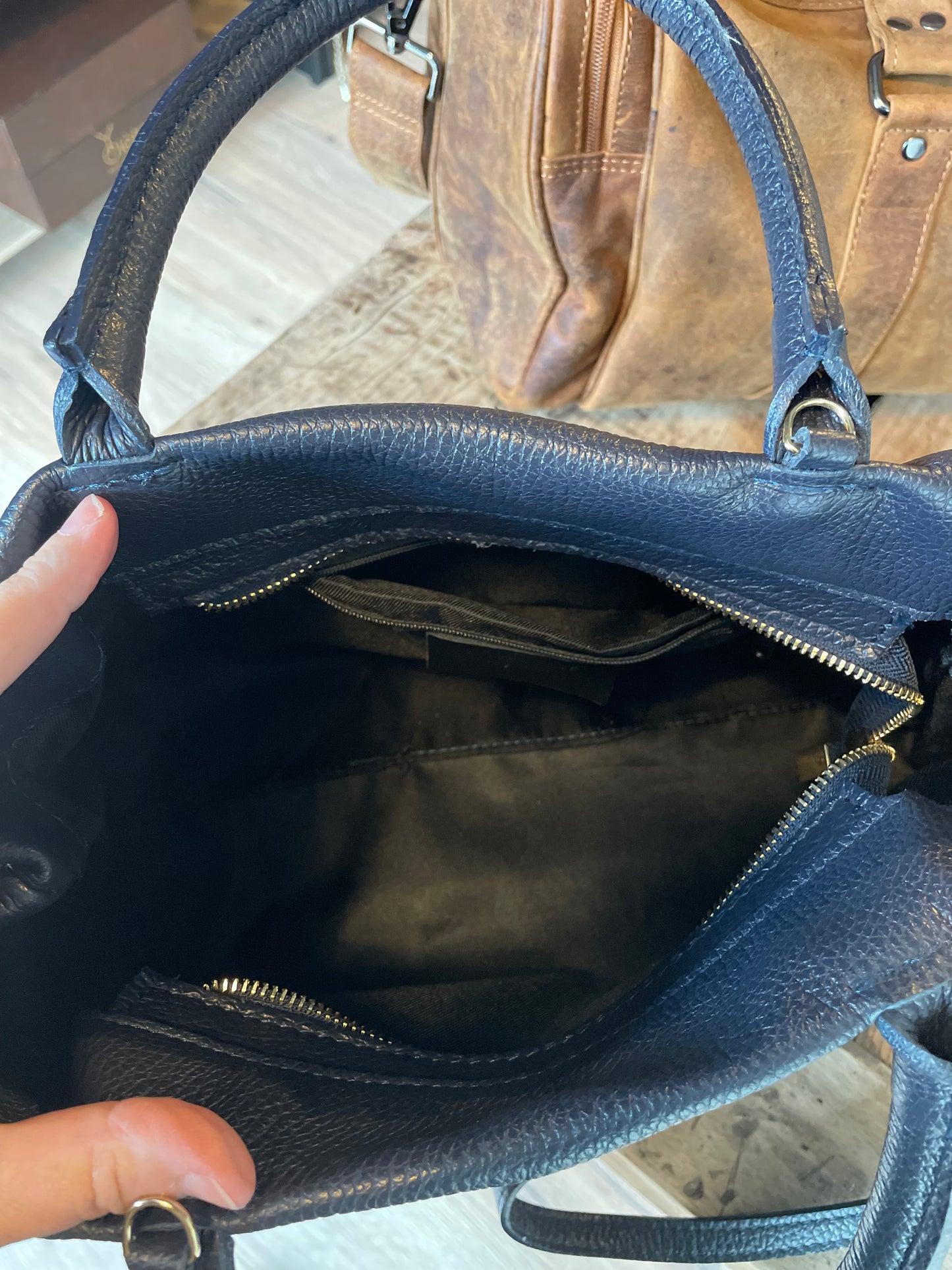 Sac Catherine en cuir grainé marine