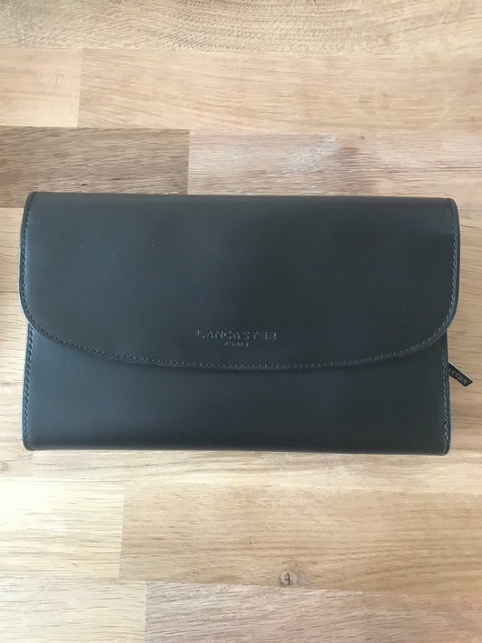 Portefeuille Compagnon en cuir lisse noir avec - ligne Paris PM- LANCASTER